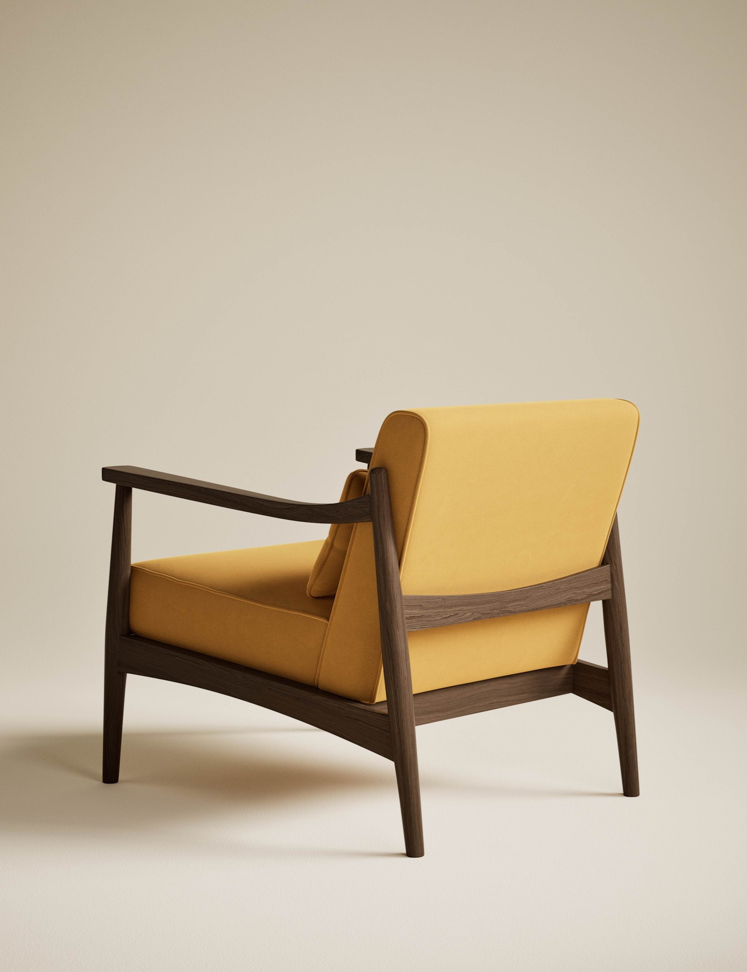 Sherwood Dark Oak Velvet Accent Chair 4 of 7