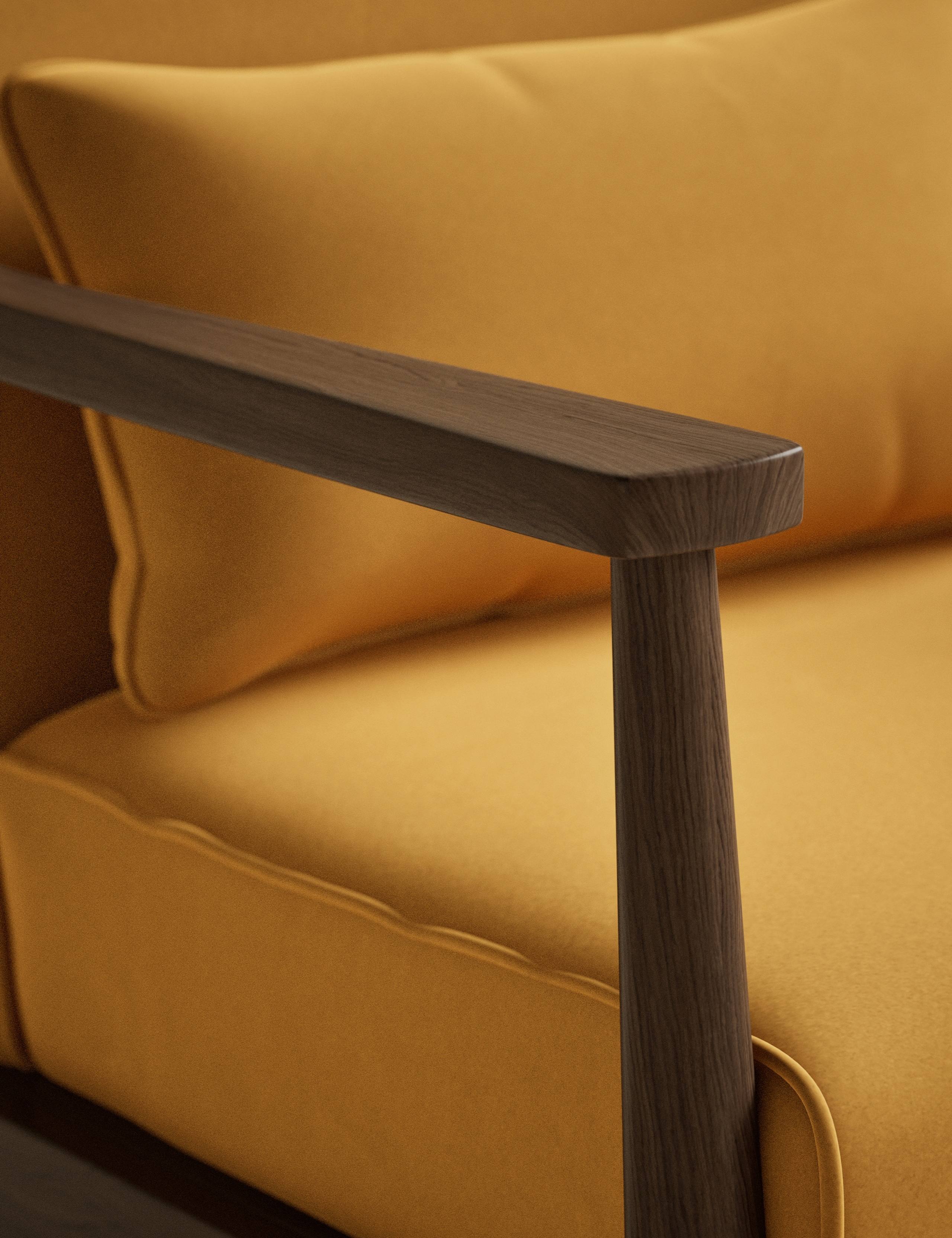 Sherwood Dark Oak Velvet Accent Chair 6 of 7