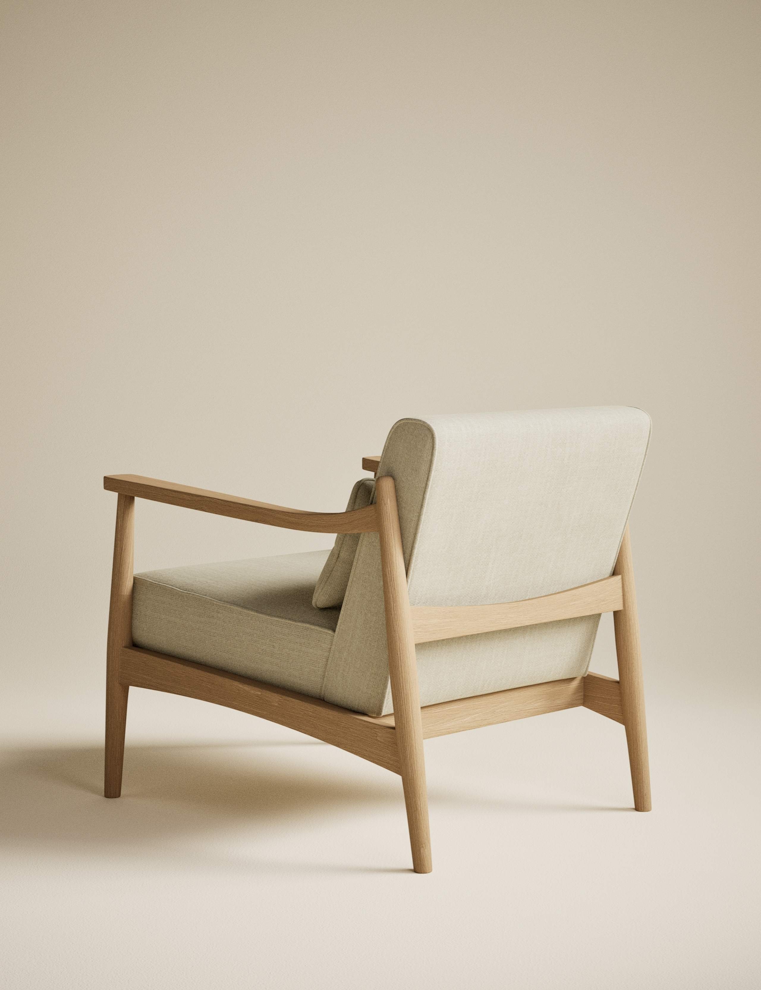 Sherwood Light Oak Chenille Accent Chair 4 of 8