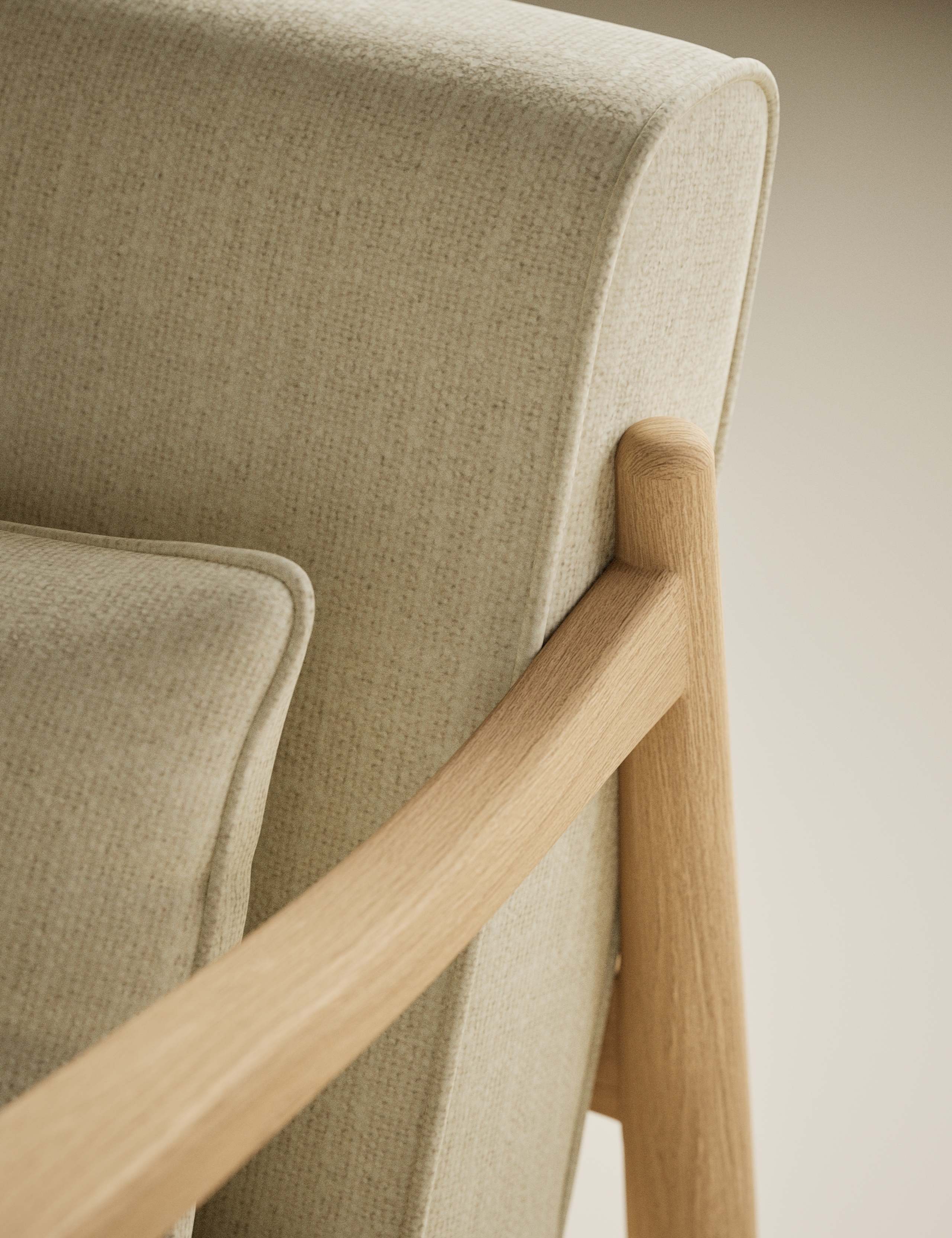 Sherwood Light Oak Chenille Accent Chair 6 of 8