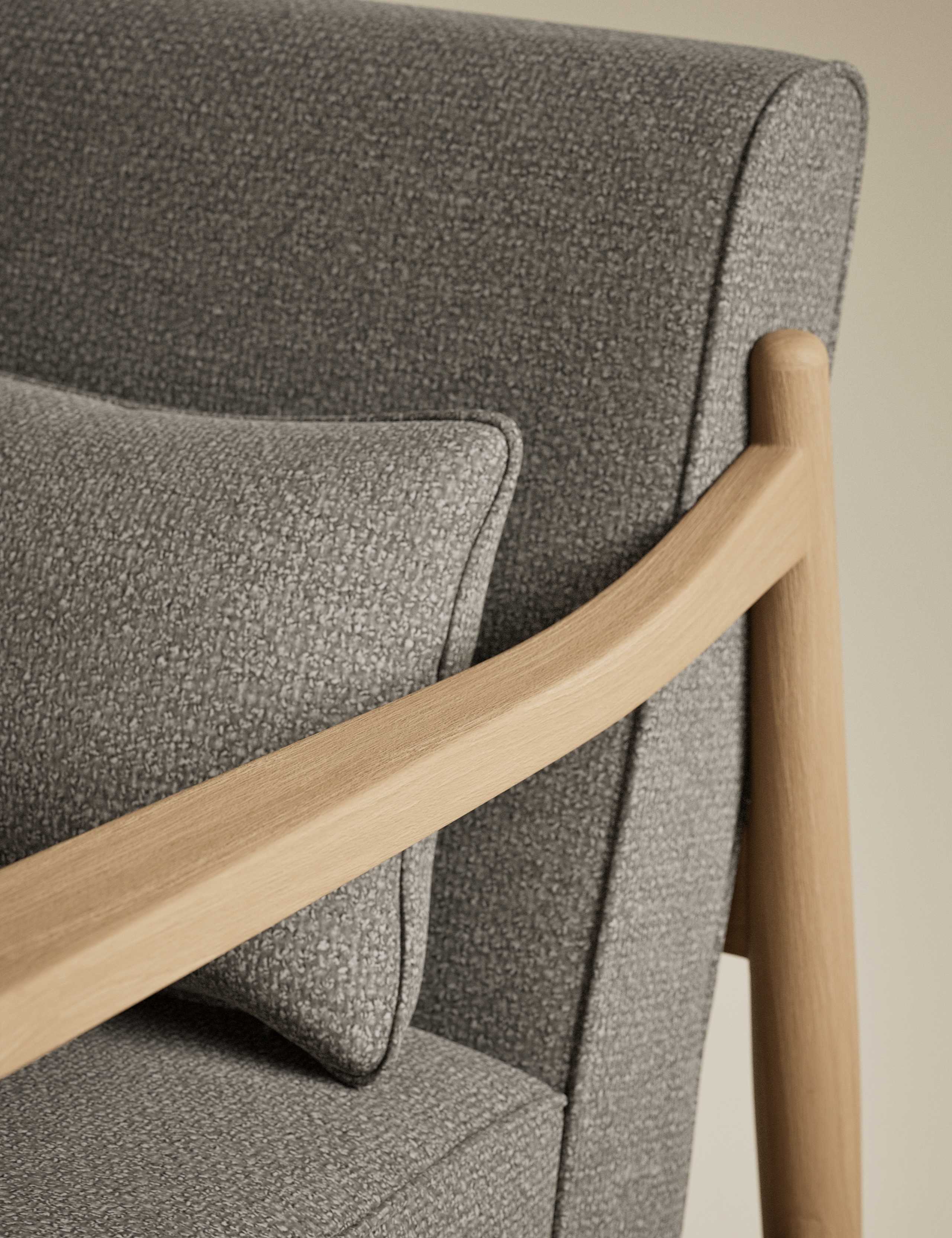 Sherwood Light Oak Chenille Accent Chair 5 of 8