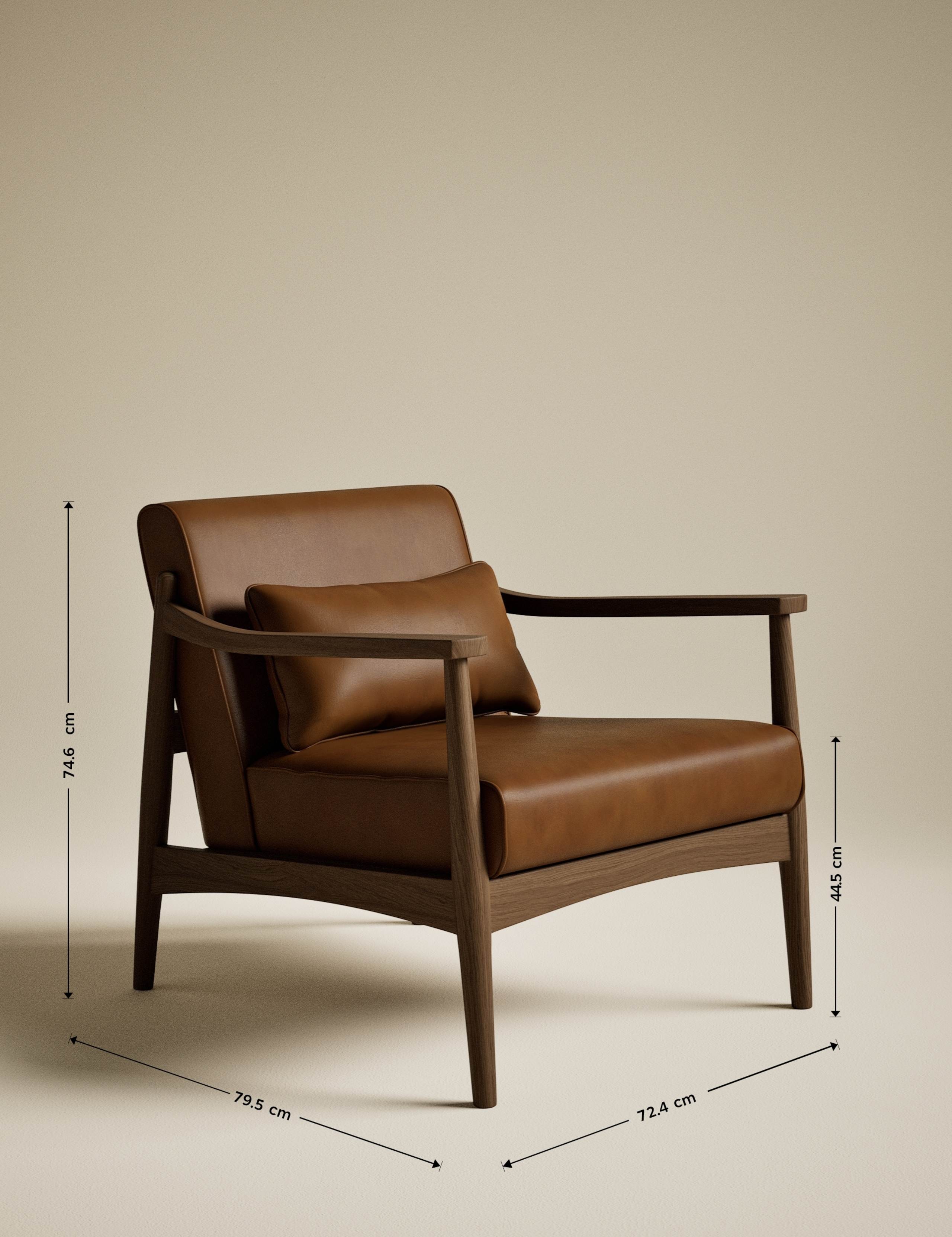 Sherwood Dark Oak Leather Look Chair 3 of 9