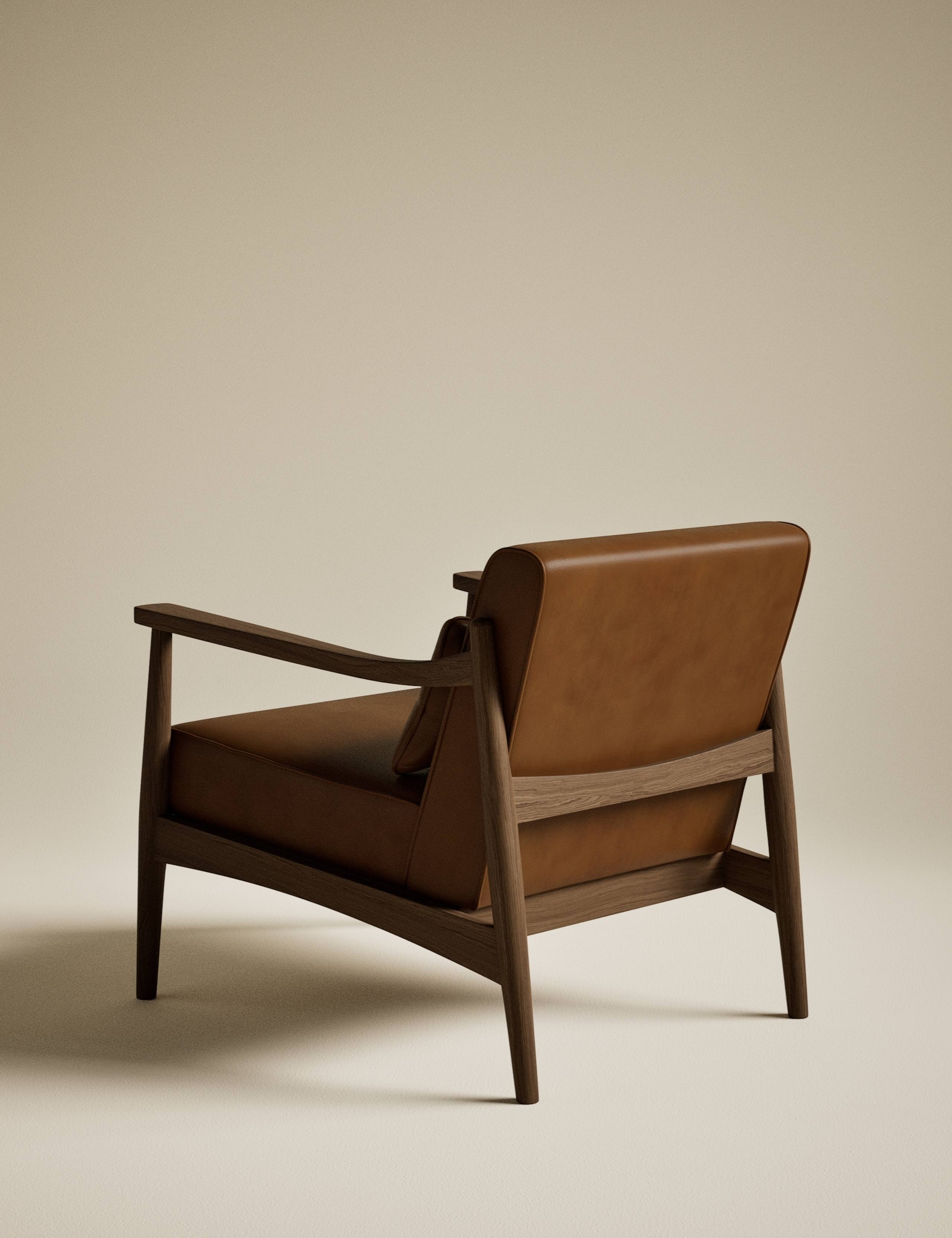 Sherwood Dark Oak Leather Look Chair 4 of 9