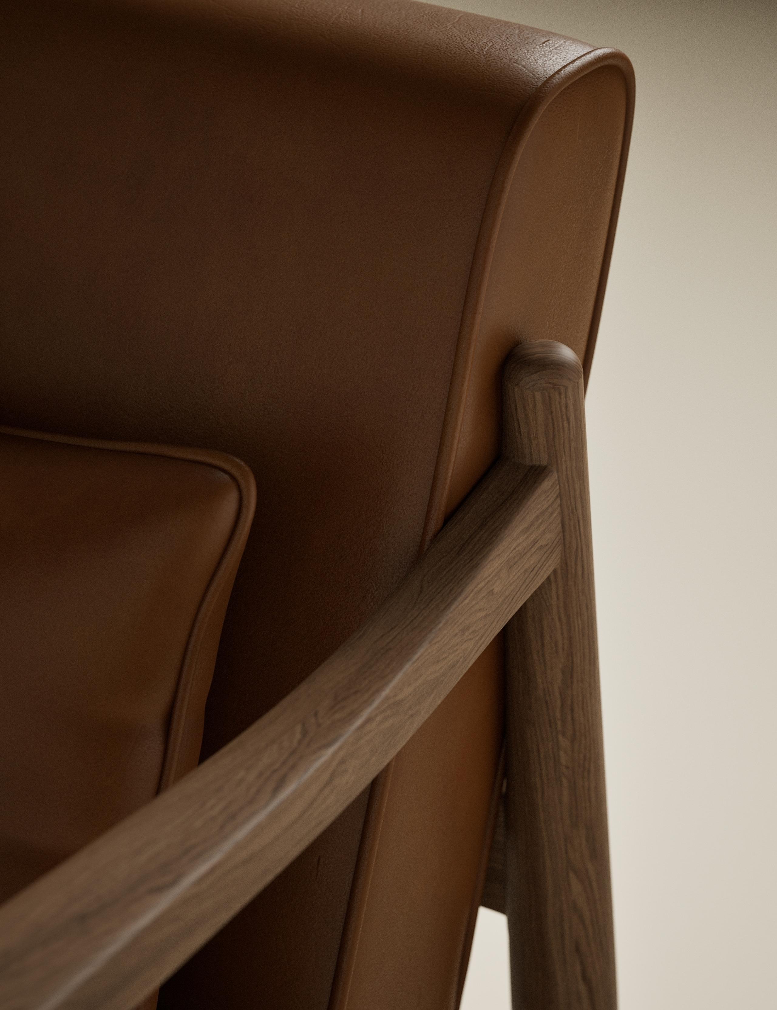 Sherwood Dark Oak Leather Look Chair 5 of 9