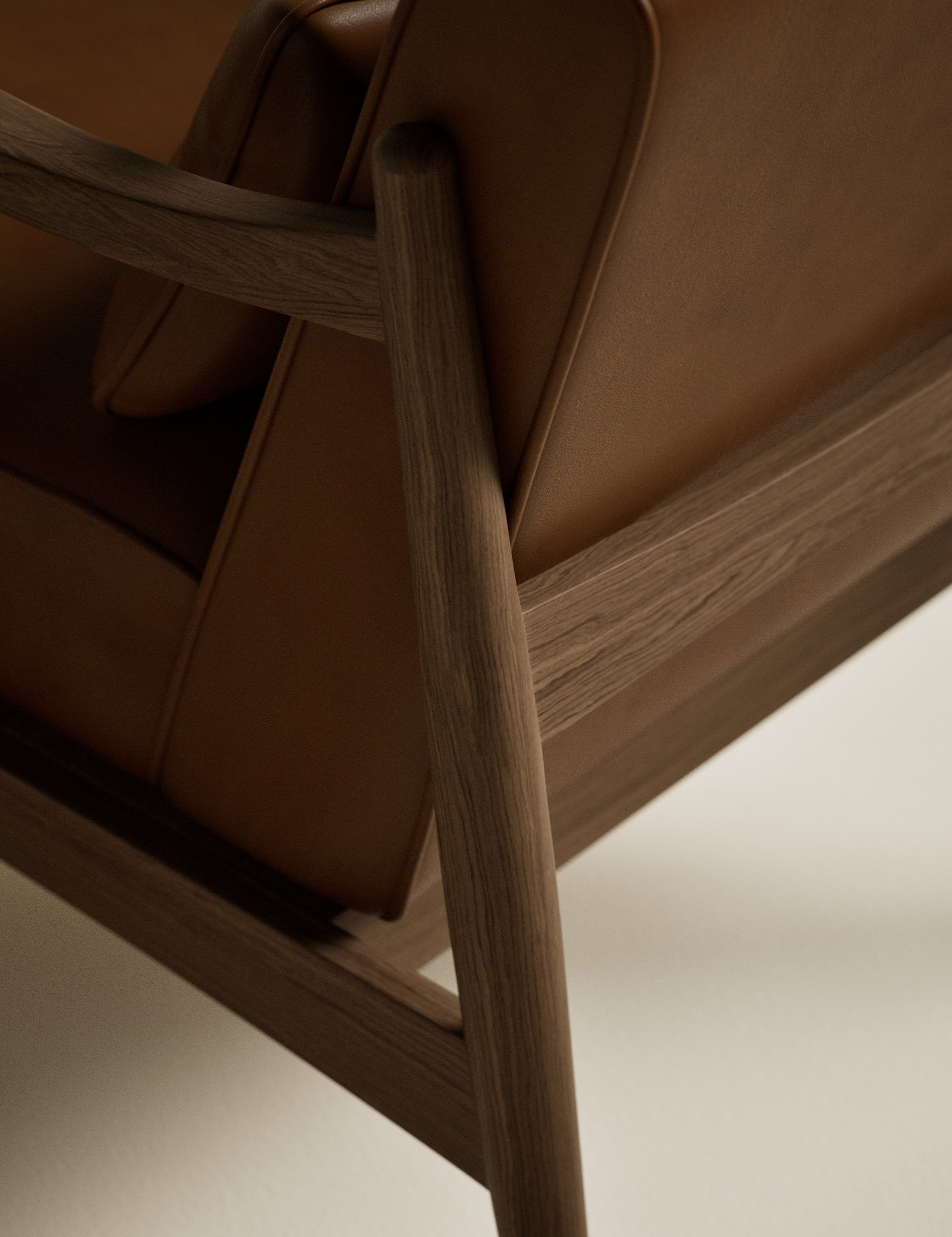 Sherwood Dark Oak Leather Look Chair 8 of 9