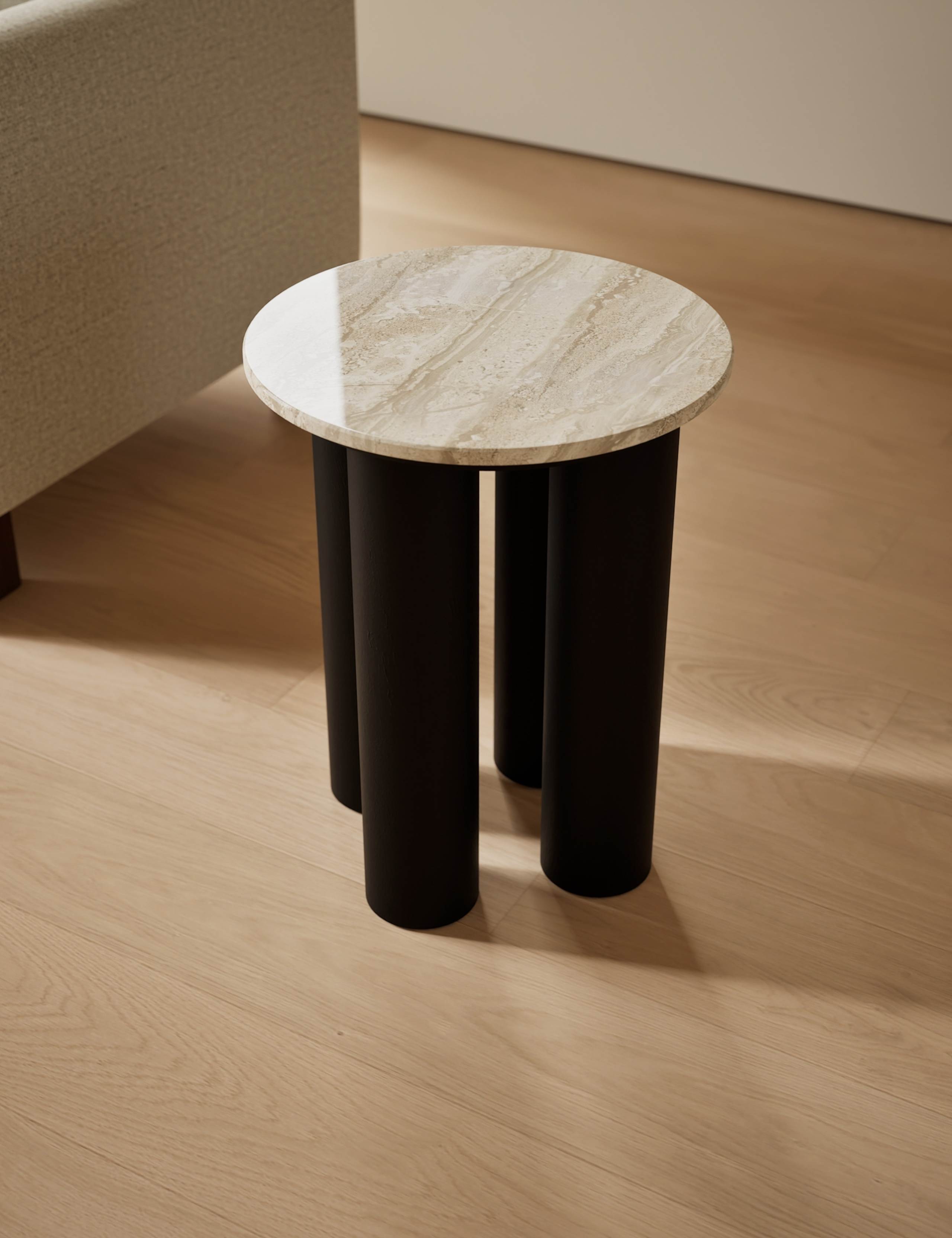 Marble & Mango Wood Side Table 1 of 8