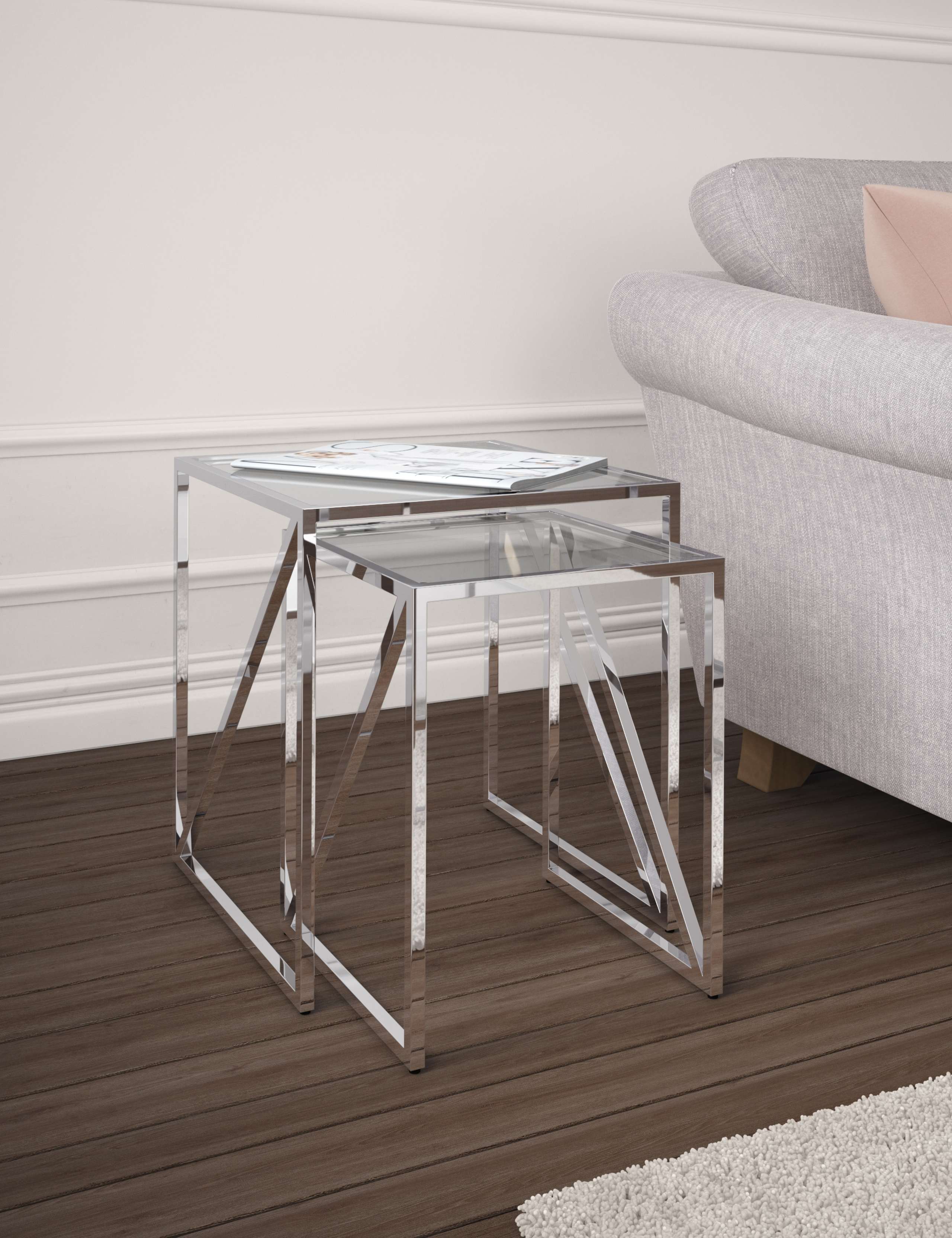 Milan Metal & Glass Nest of Tables 1 of 6
