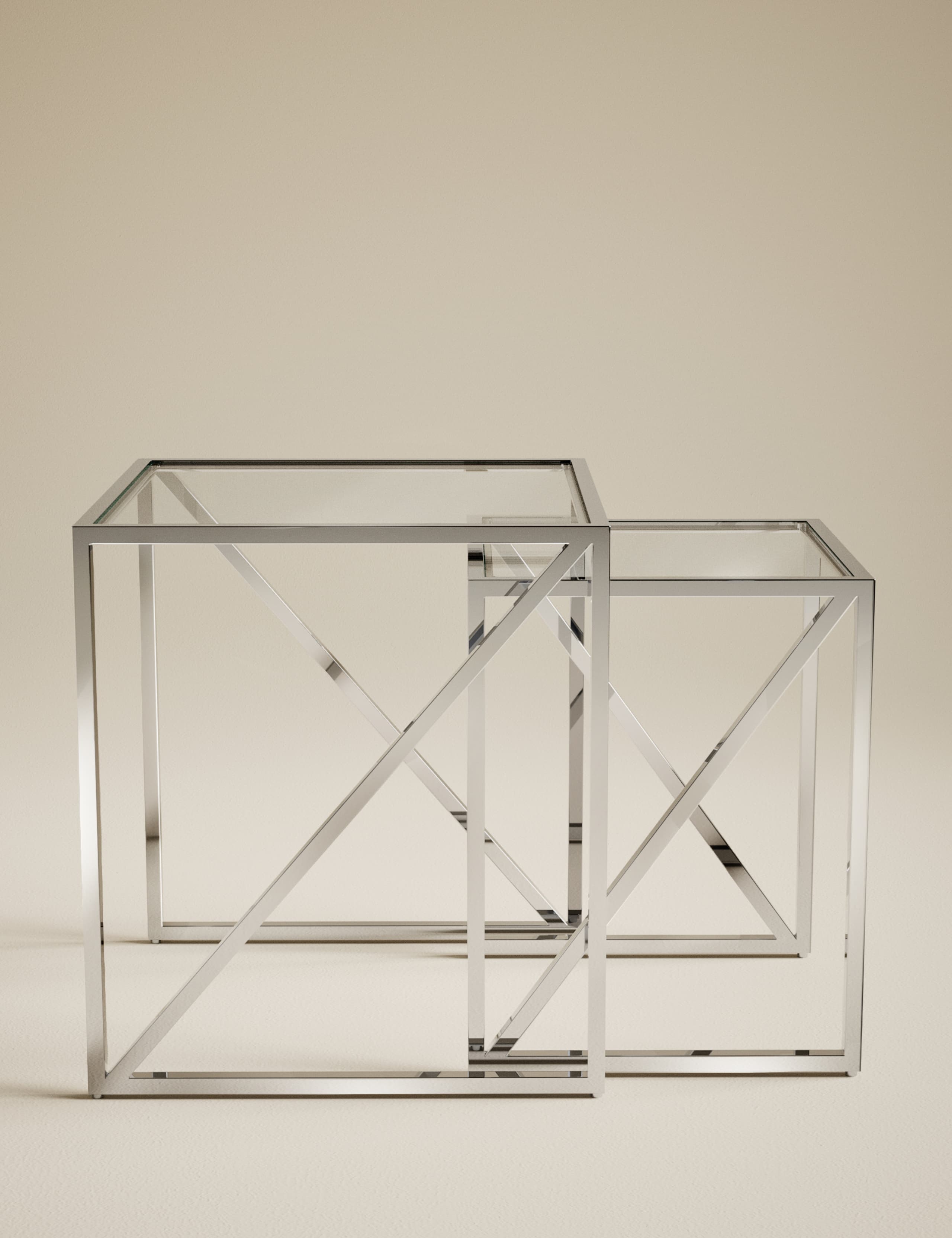 Milan Metal & Glass Nest of Tables 2 of 6