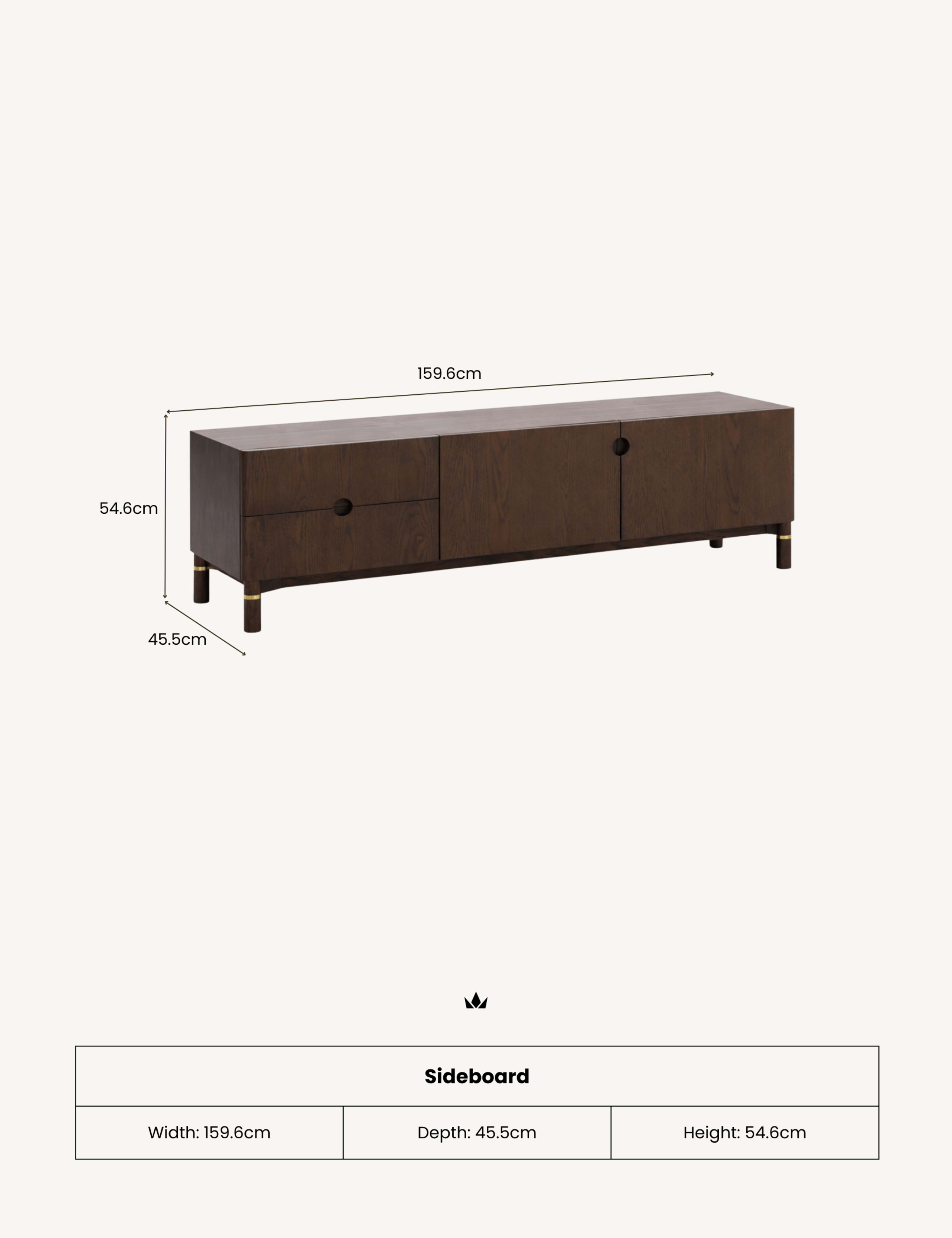 Arka Dark Wood 2 Drawer Sideboard 7 of 8