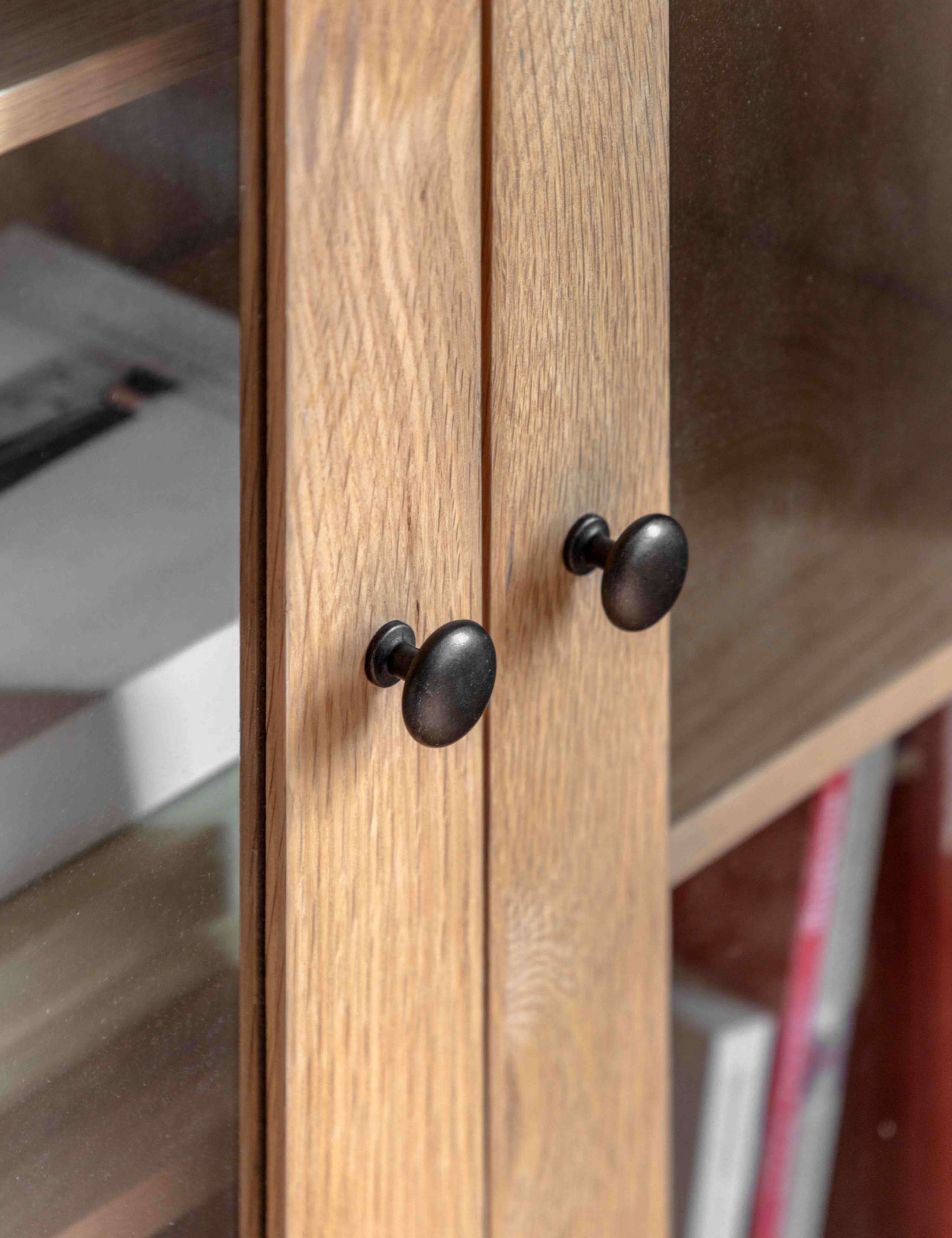 Rye Oak Veneer Glass Display Cabinet 4 of 12