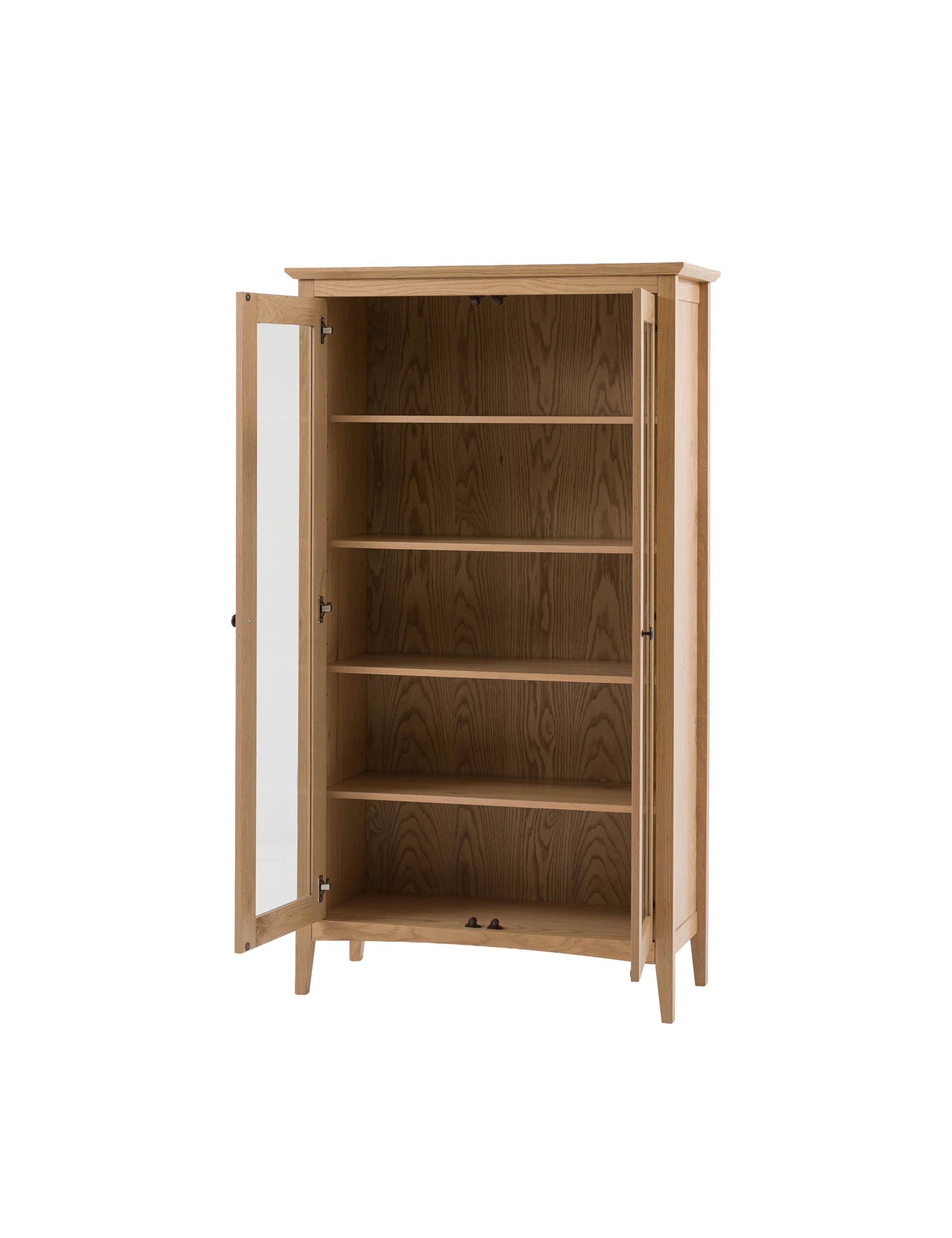 Rye Oak Veneer Glass Display Cabinet 9 of 12