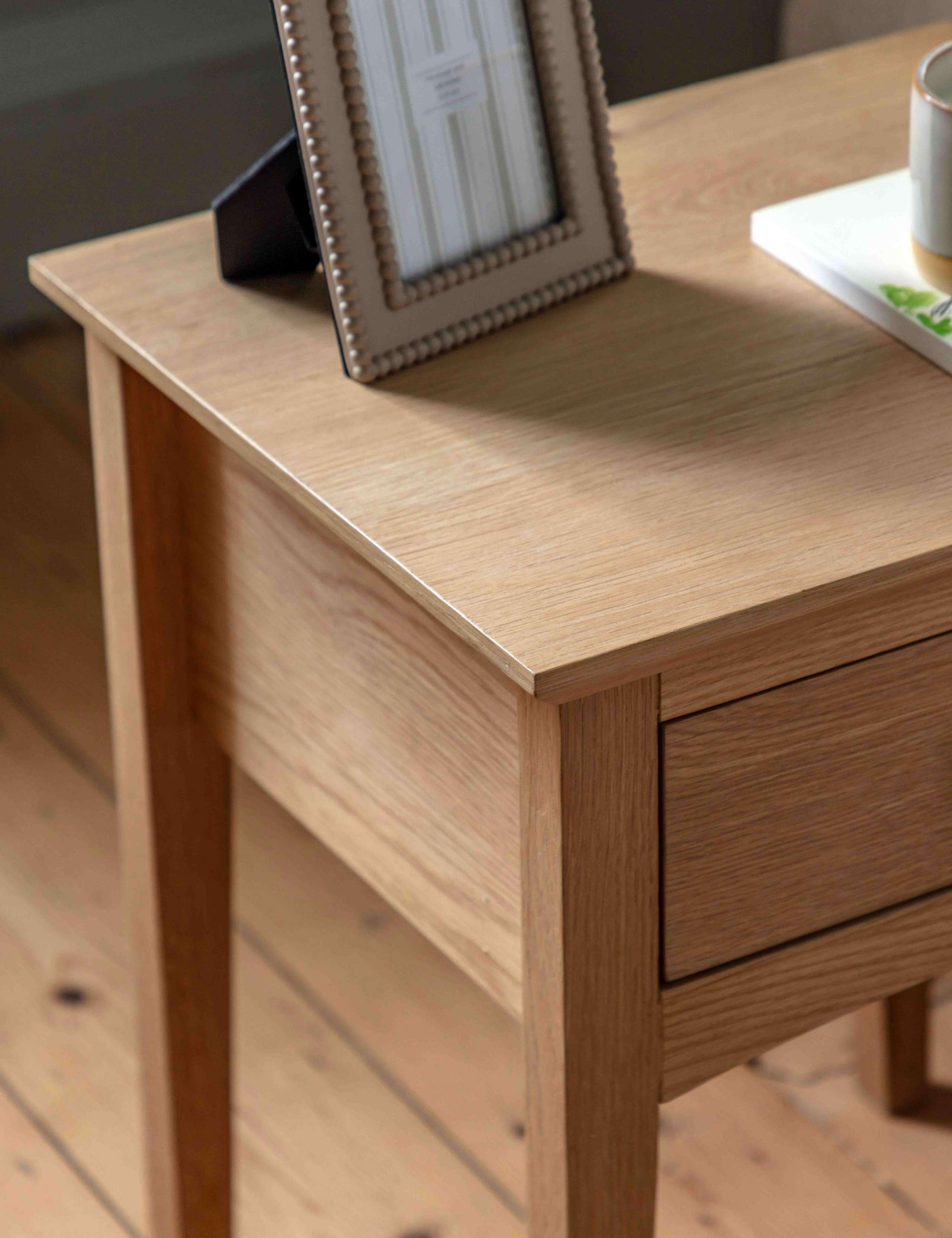 Rye Oak Veneer 1 Drawer Side Table 4 of 12