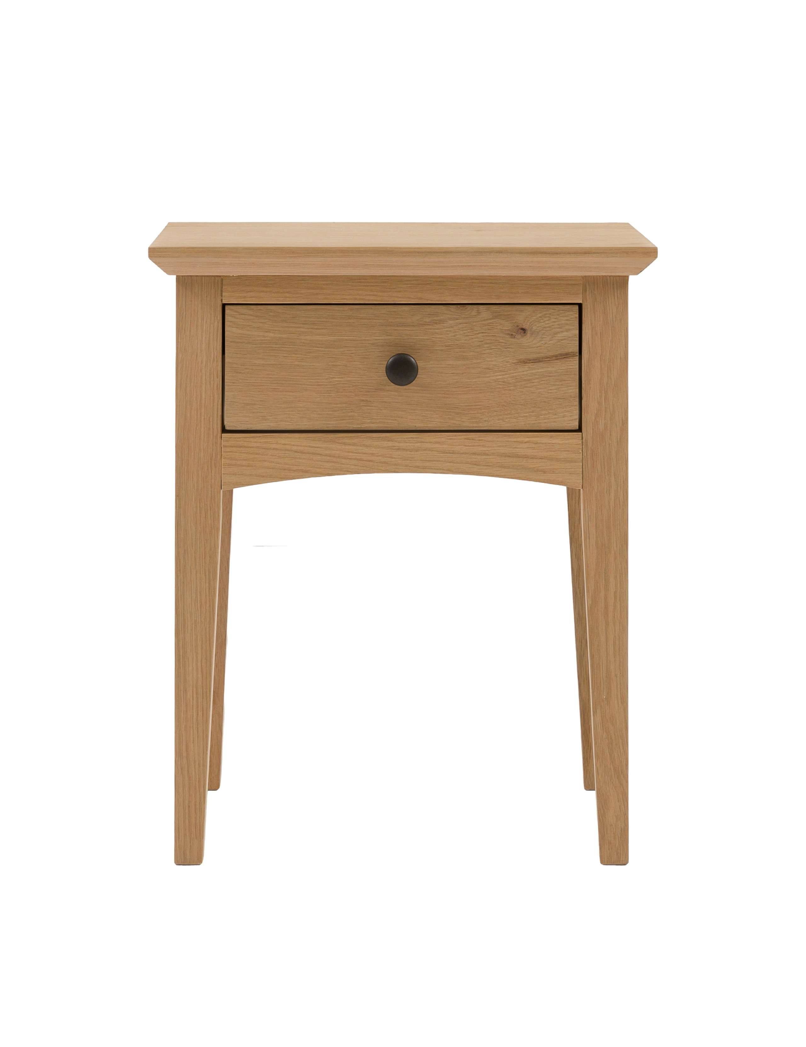 Rye Oak Veneer 1 Drawer Side Table 2 of 12