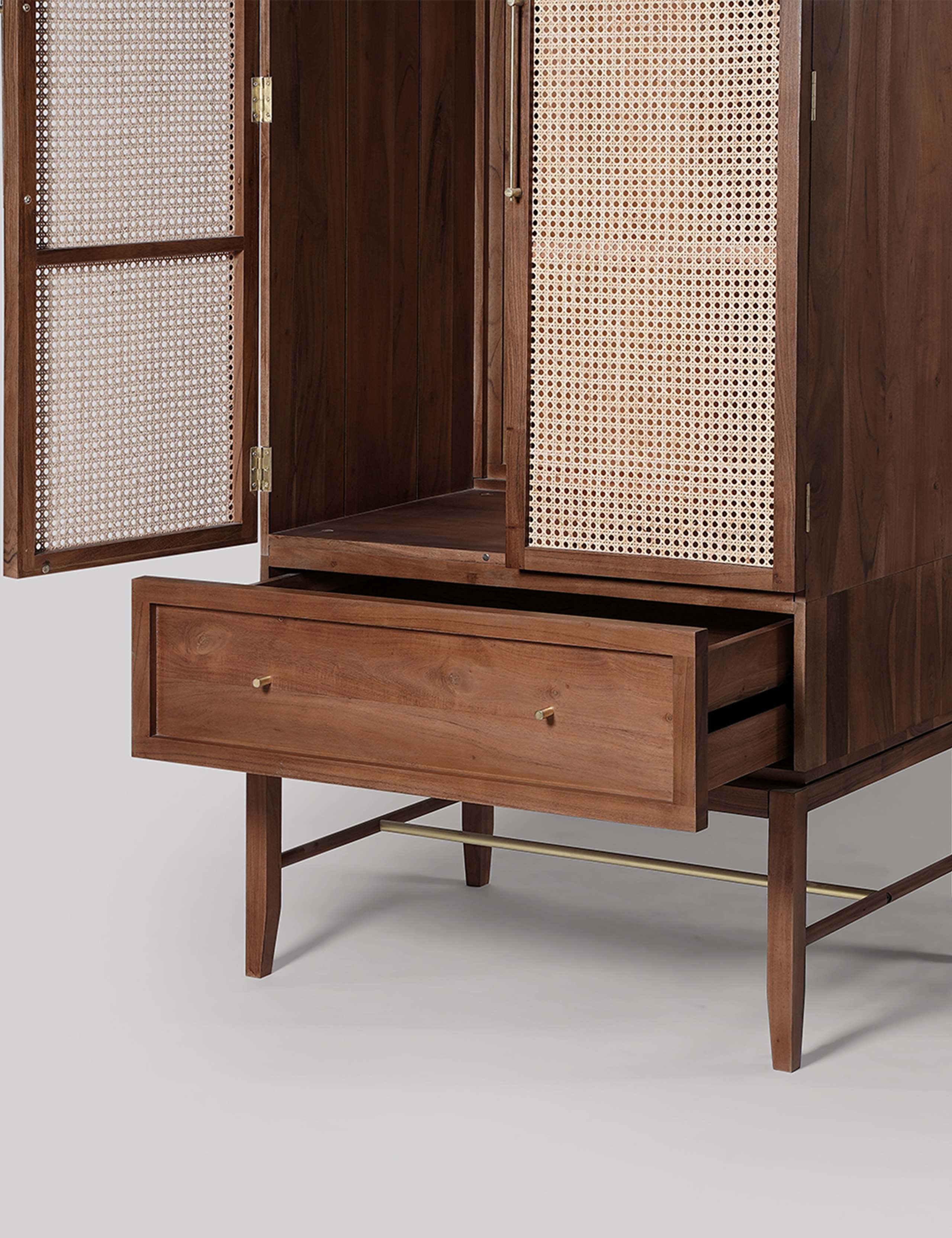 Raphia Acacia Wood 1 Drawer Wardrobe 2 of 5