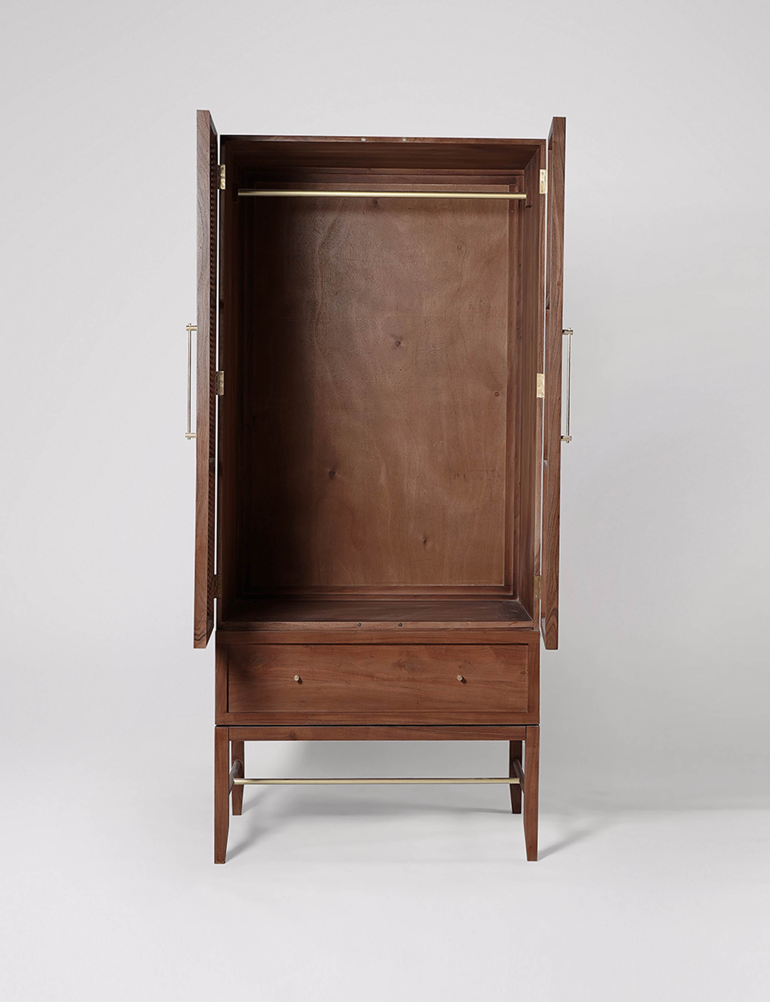 Raphia Acacia Wood 1 Drawer Wardrobe 3 of 5