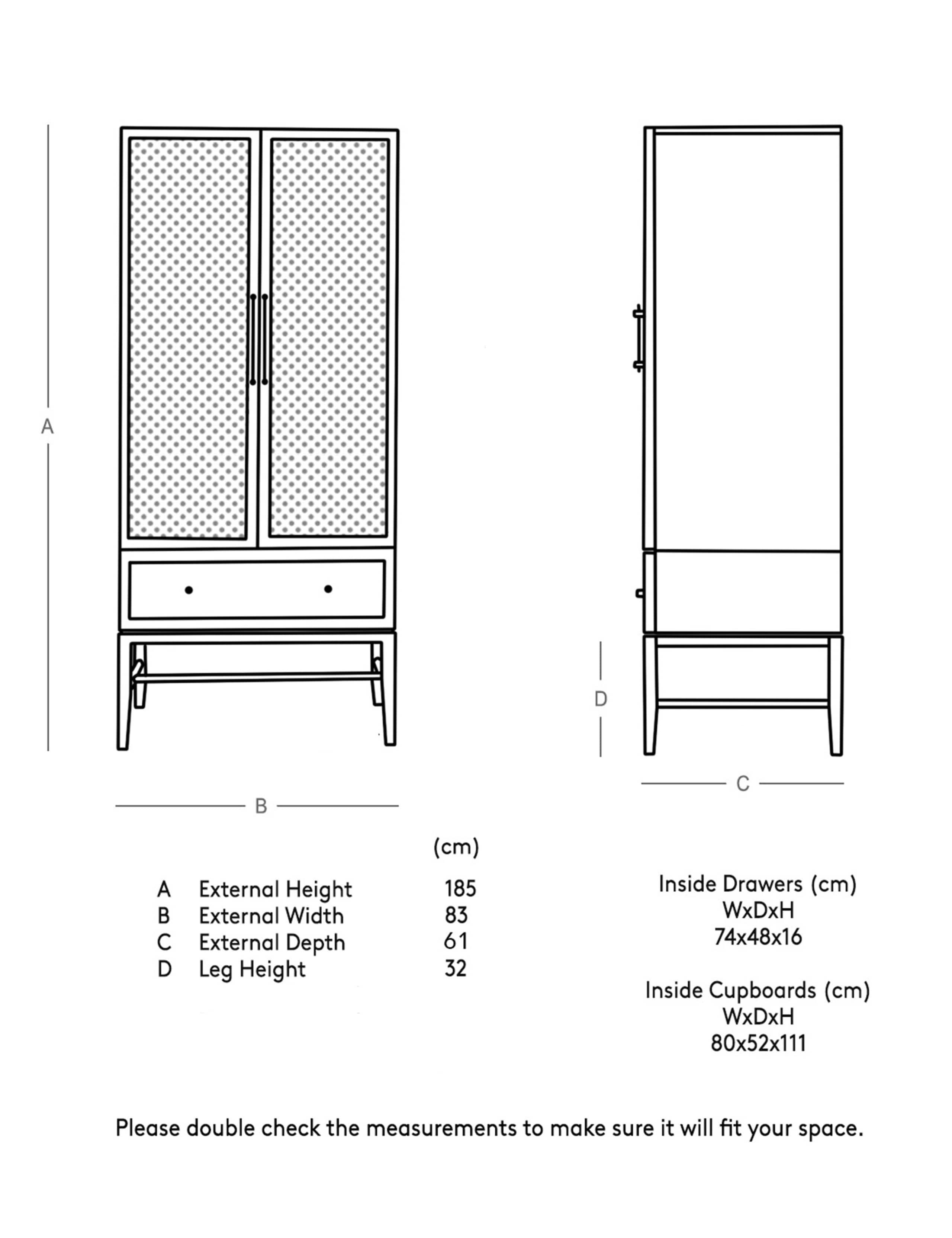 Raphia Acacia Wood 1 Drawer Wardrobe 5 of 5
