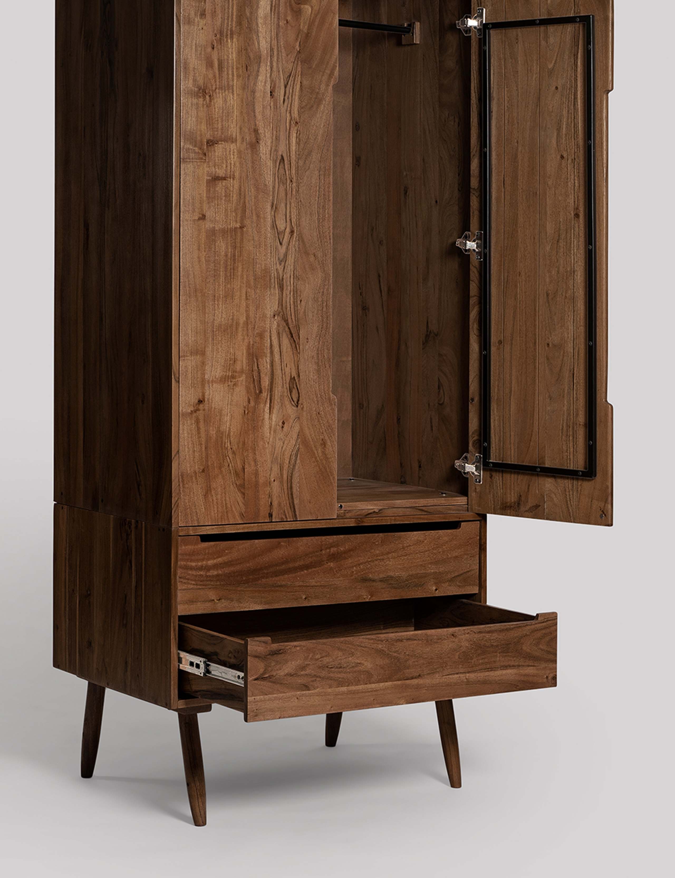 Southwark Acacia Wood 2 Drawer Wardrobe 2 of 5
