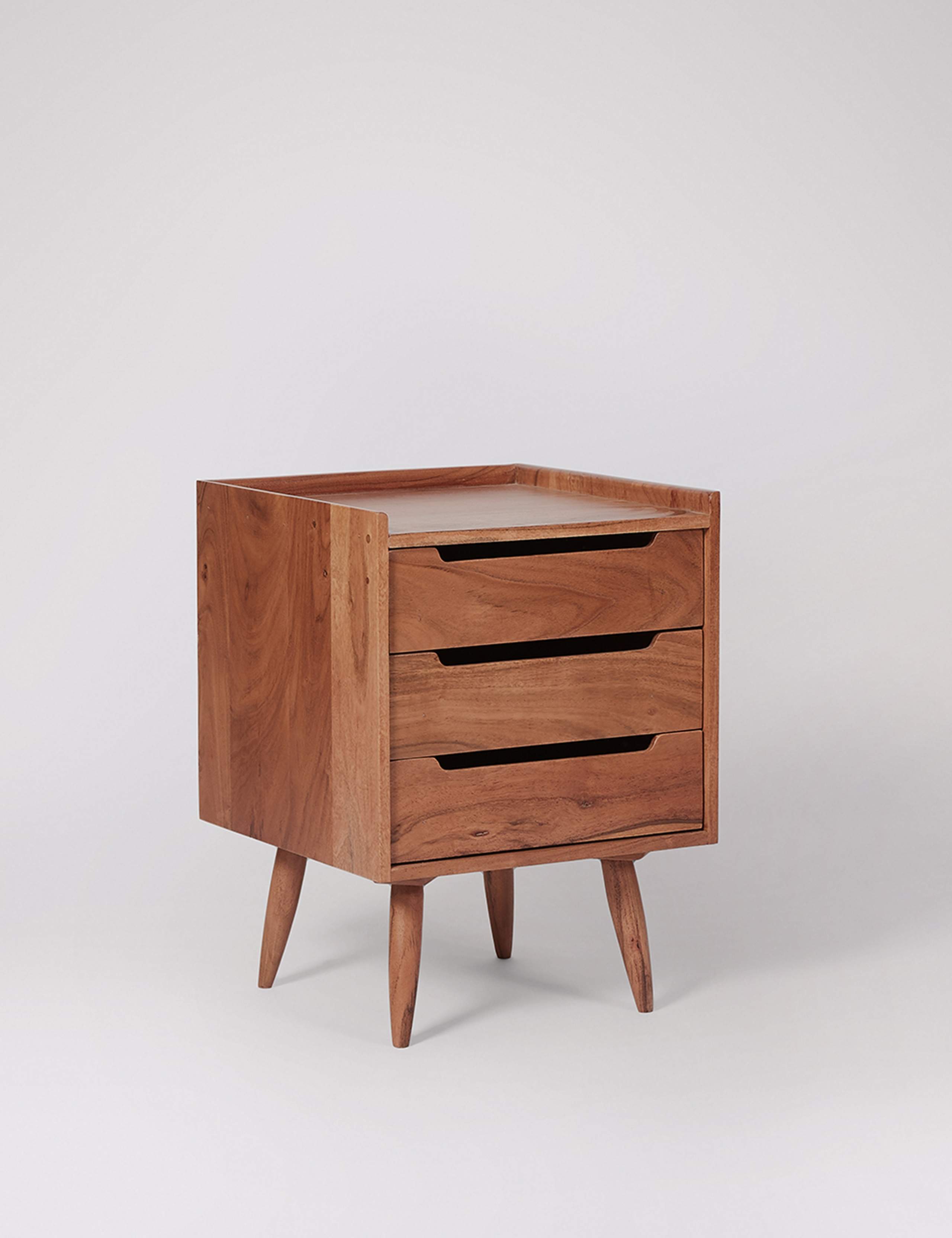 Southwark Acacia Wood 3 Drawer Bedside Table 2 of 6