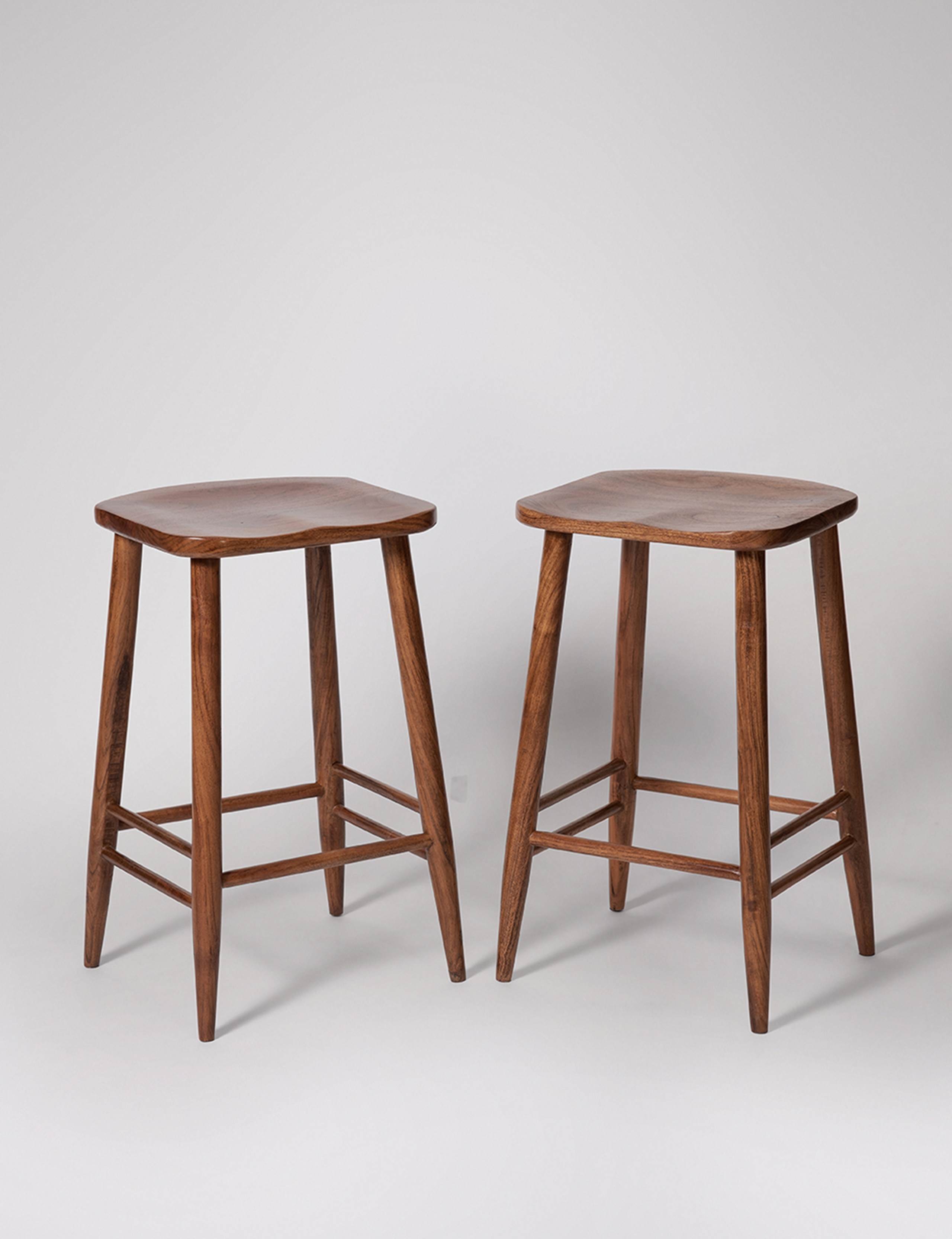 Set of 2 Southwark Acacia Wood Kitchen Stools 1 of 6