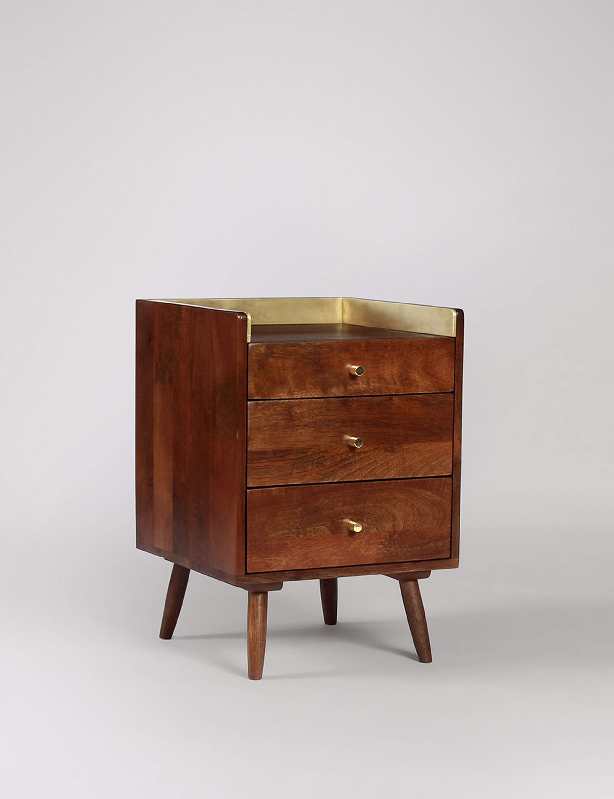 Fresco Mango Wood 3 Drawer Bedside Table 2 of 6