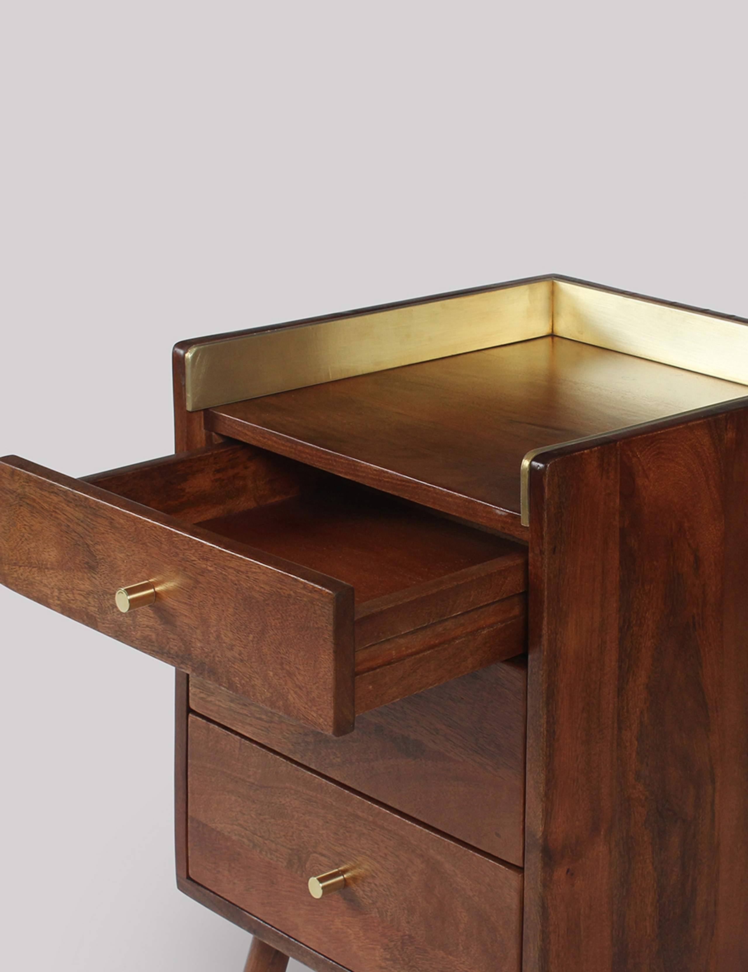 Fresco Mango Wood 3 Drawer Bedside Table 3 of 6