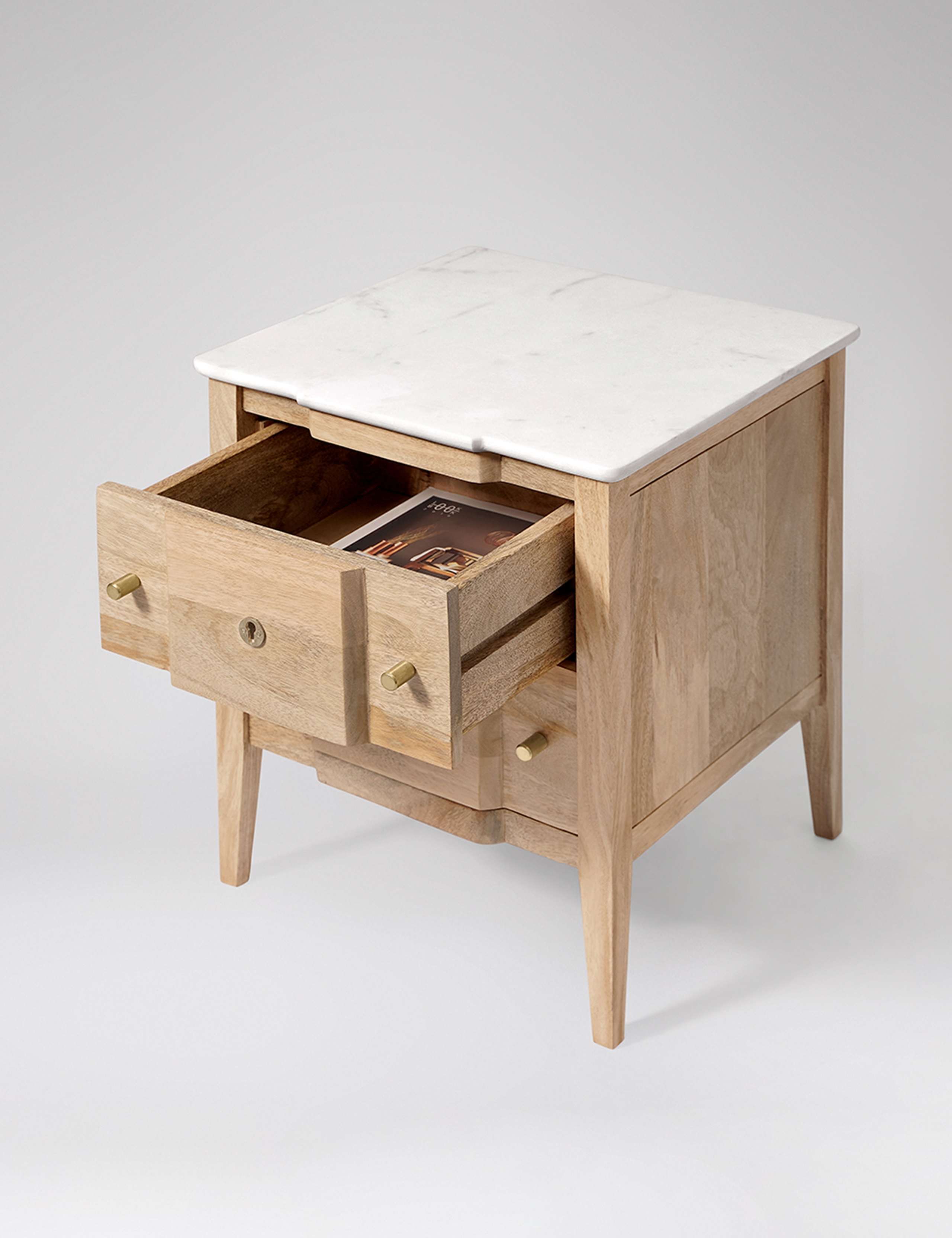 Duval Mango Wood 2 Drawer Bedside Table 2 of 7