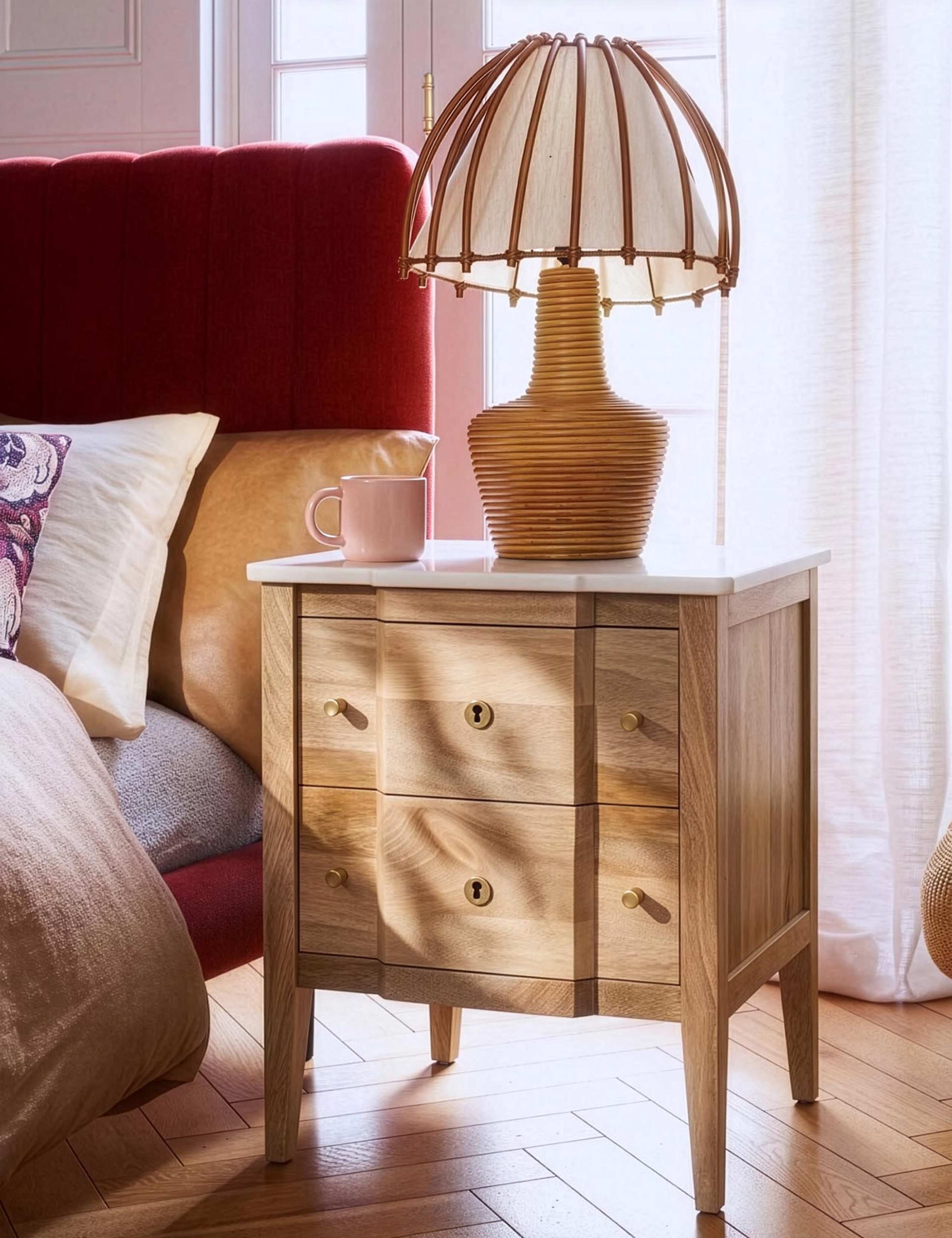Duval Mango Wood 2 Drawer Bedside Table 6 of 7