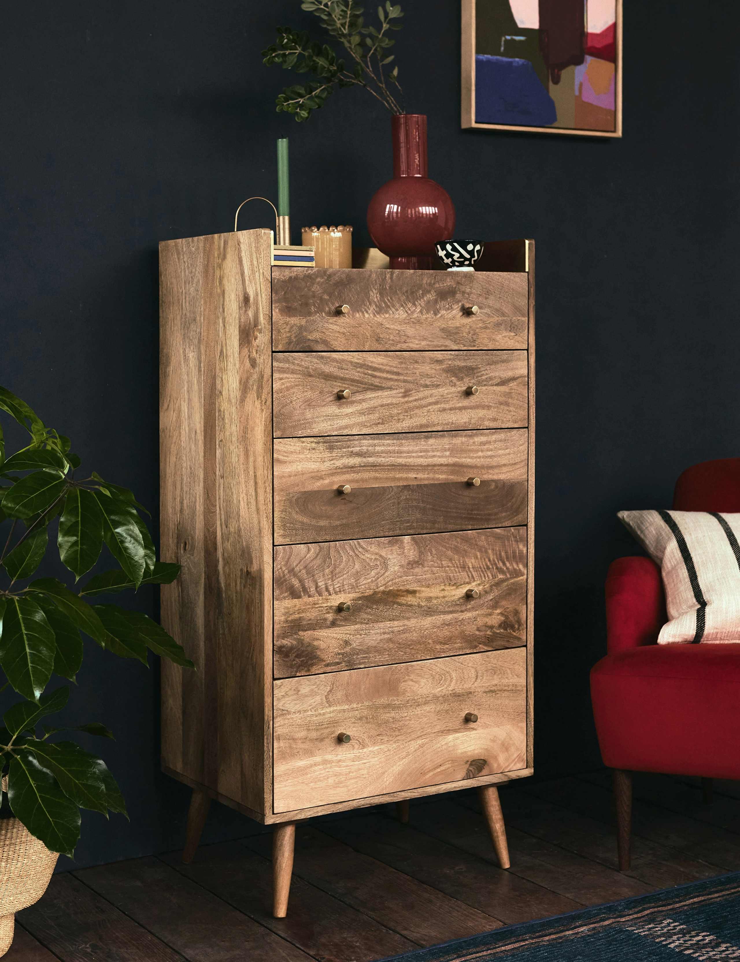 Fresco Mango Wood 5 Drawer Chest 4 of 5