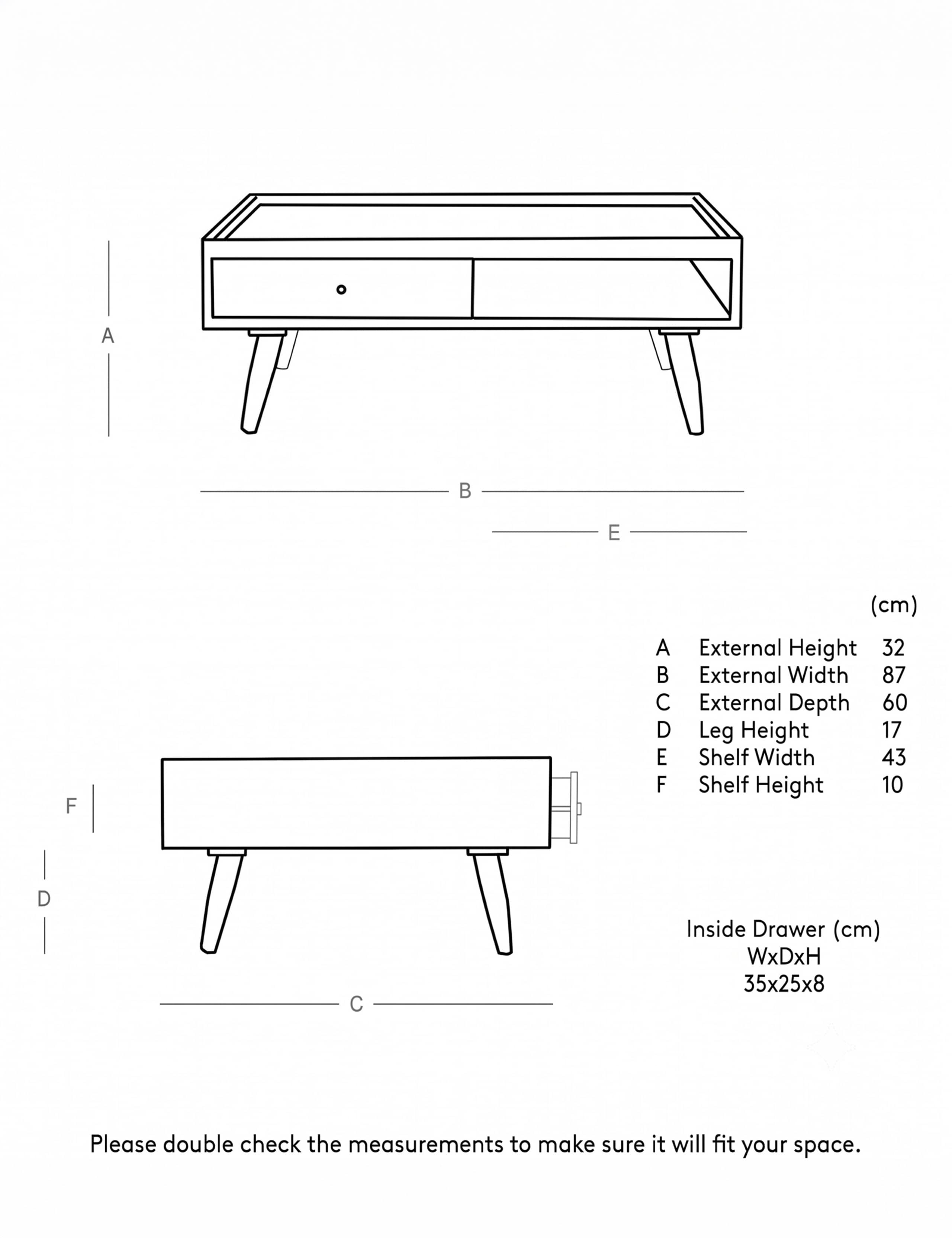 Fresco Mango Wood 1 Drawer Coffee Table 5 of 5