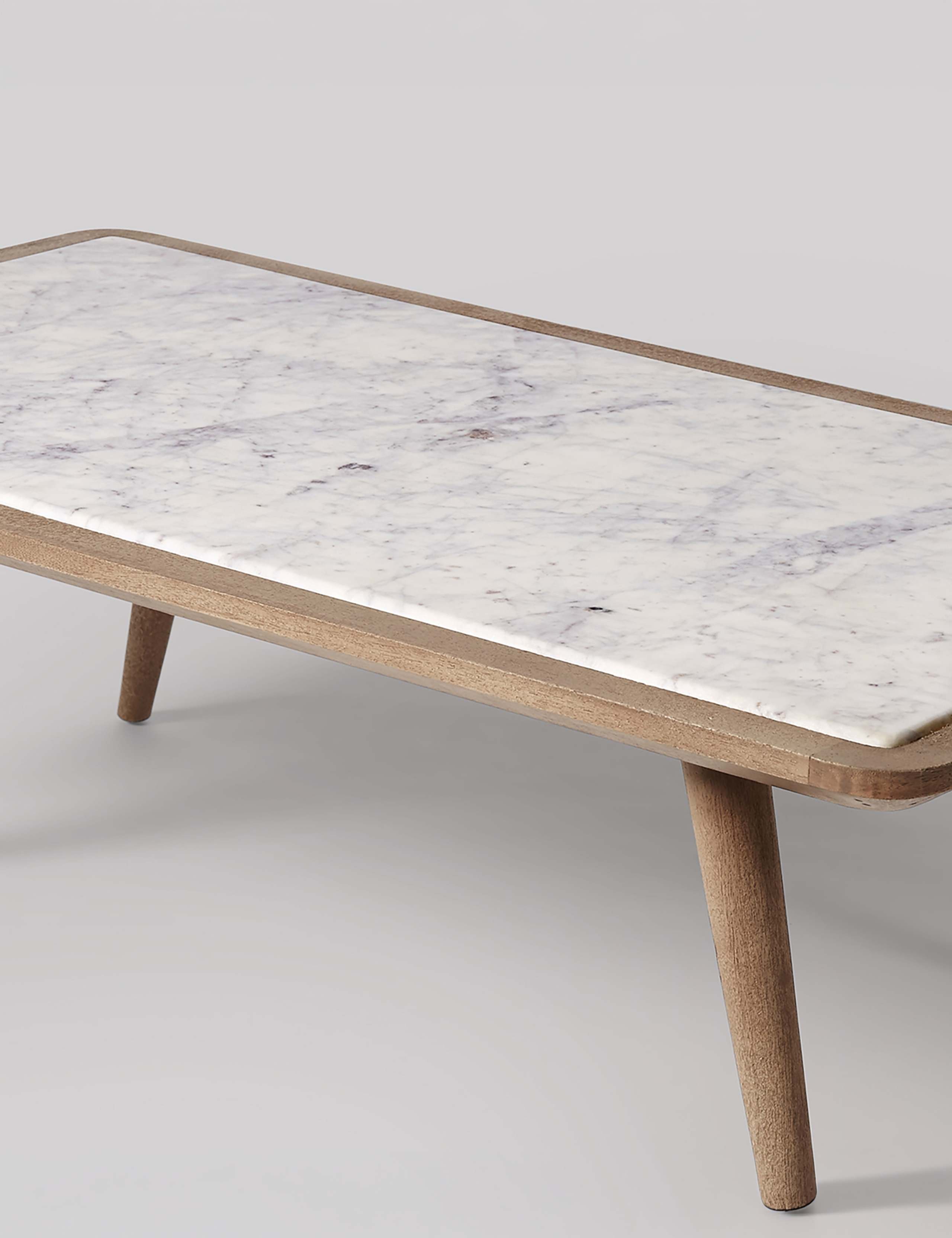 Lilleby Mango Wood White Marble Coffee Table 2 of 5