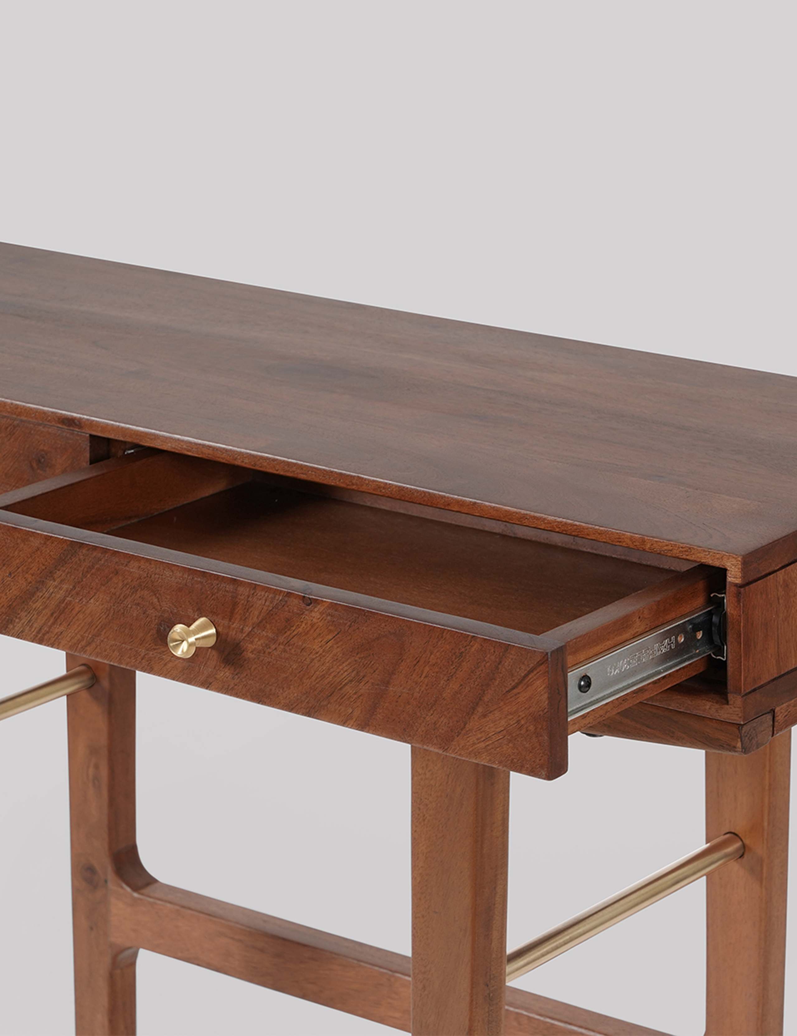 Noah Acacia Wood 2 Drawer Console Table 2 of 5