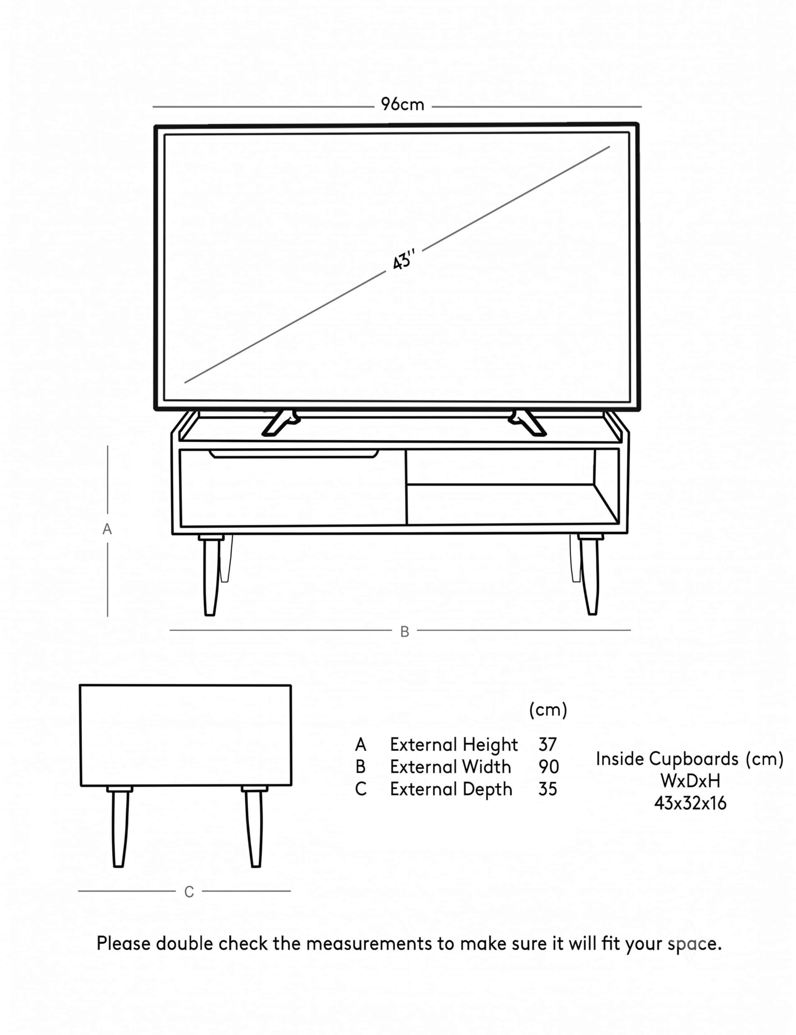 Southwark Acacia Wood 1 Door Media Unit 5 of 5