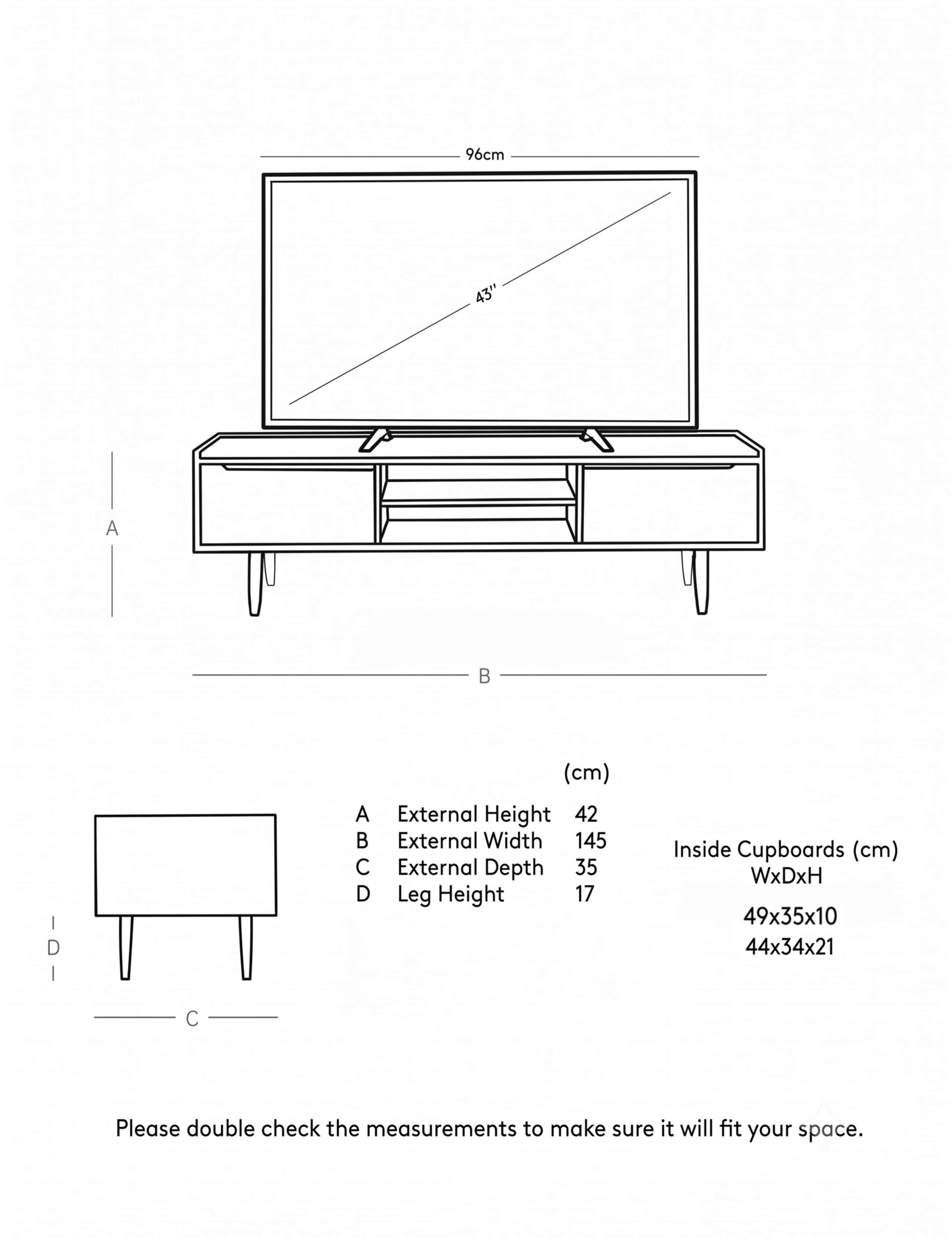 Southwark Acacia Wood 2 Door Media Unit 6 of 6
