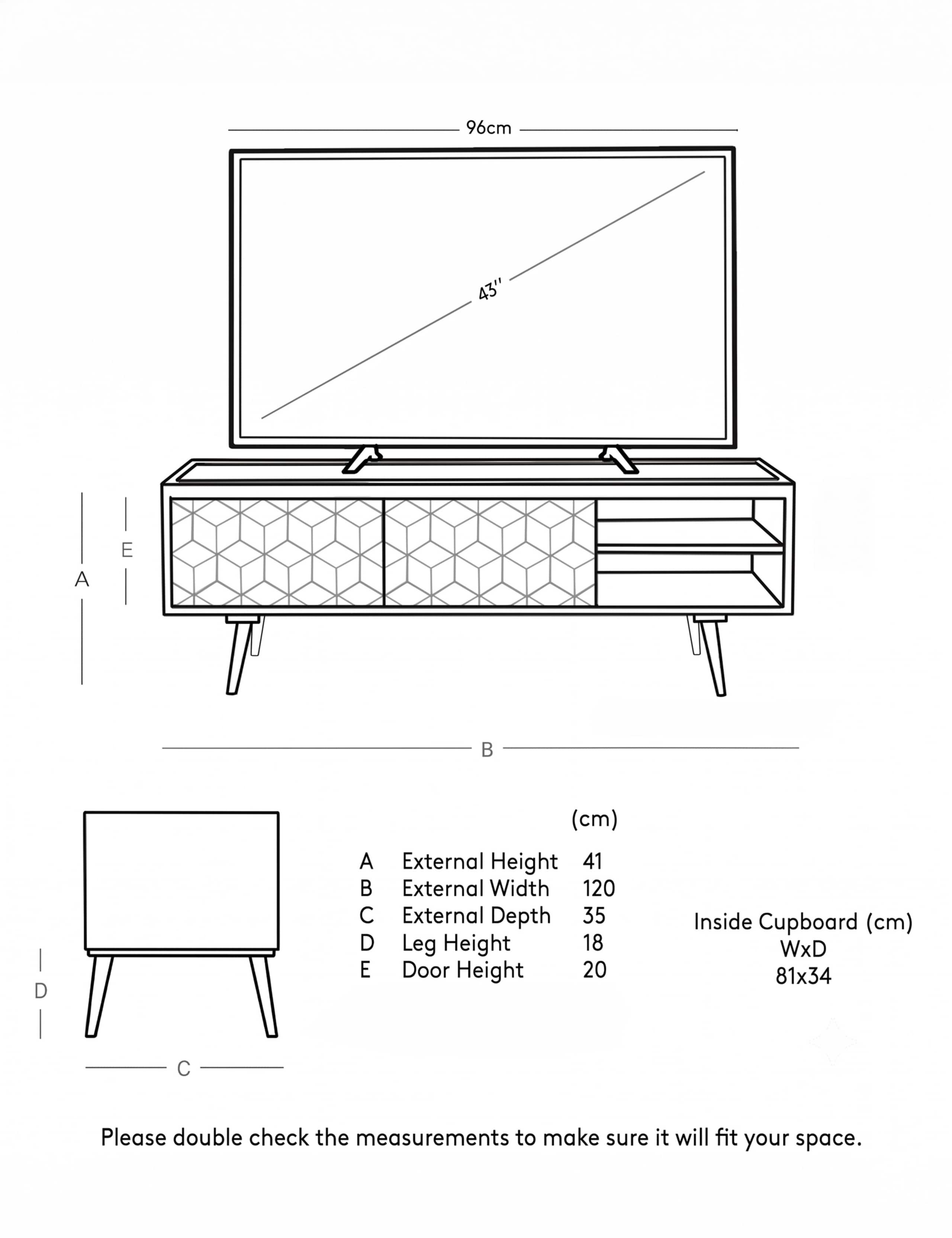 Terning Acacia Wood 2 Door TV Unit 5 of 5