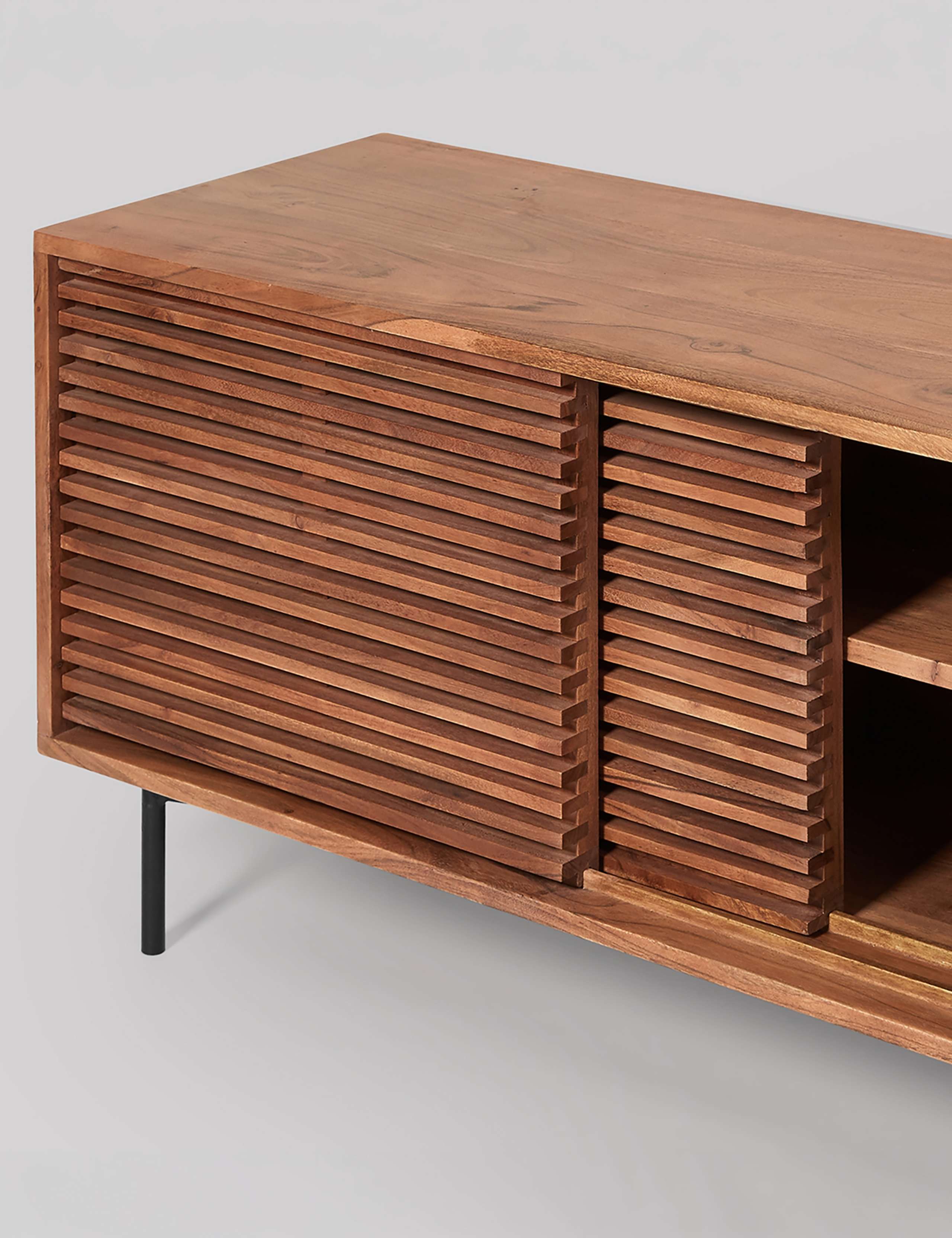 Weaving Acacia Wood 2 Door TV Unit 3 of 5