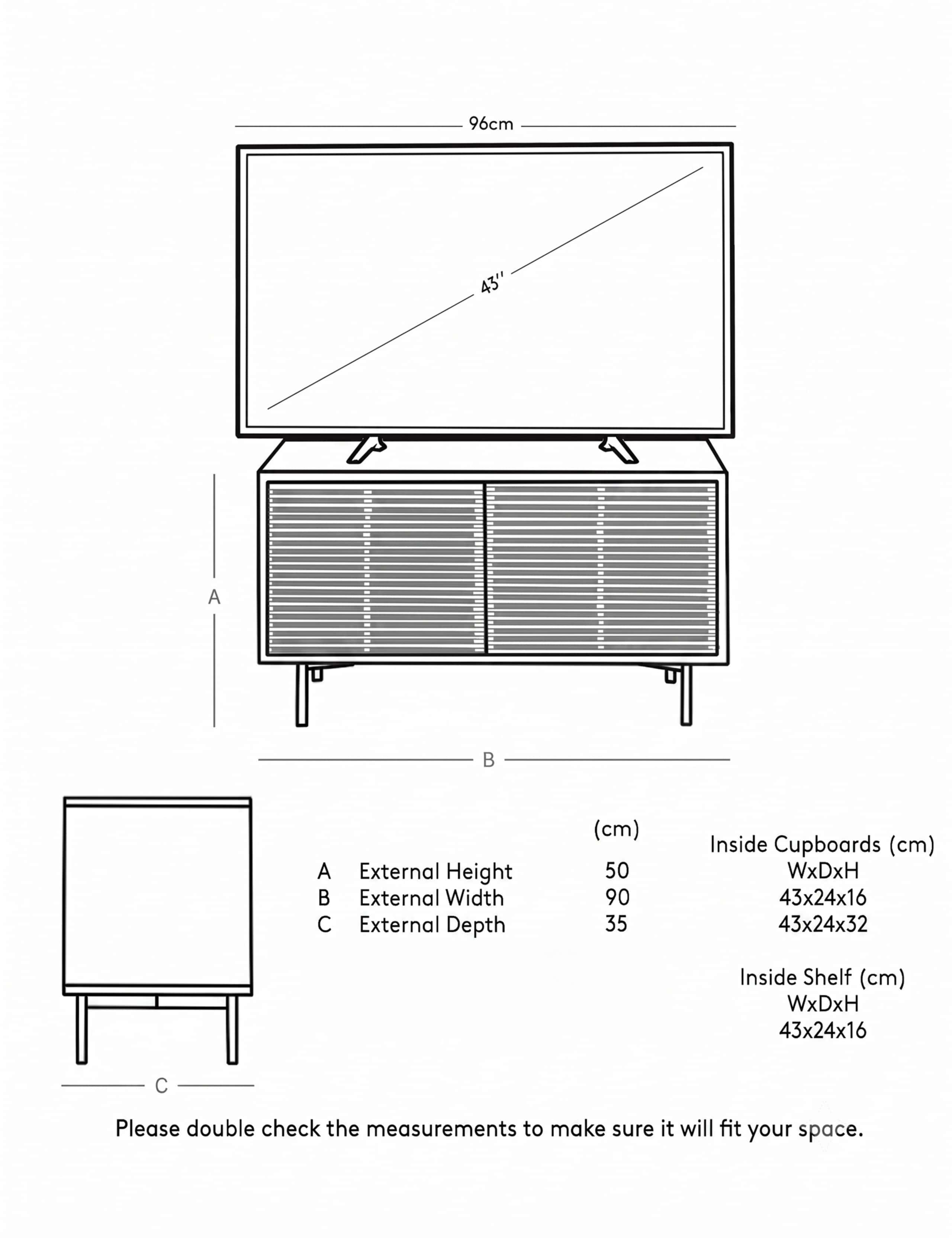 Weaving Acacia Wood 2 Door TV Unit 5 of 5