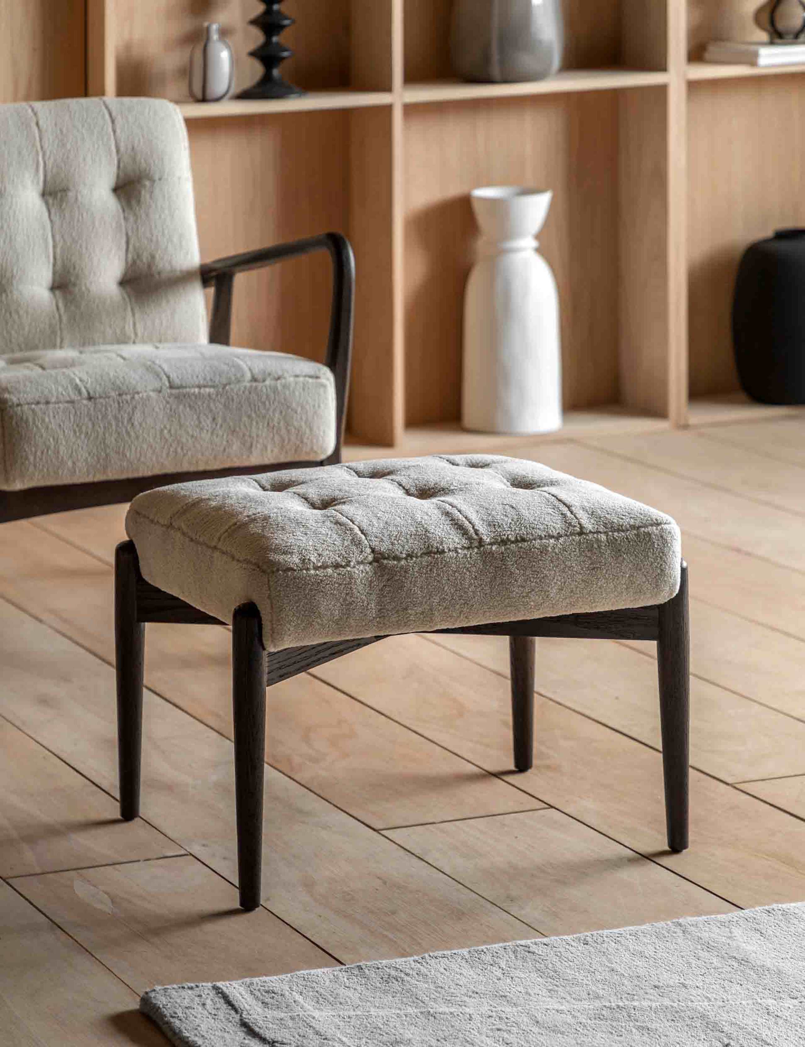 Humber Cream Faux Sheepskin Footstool 1 of 9