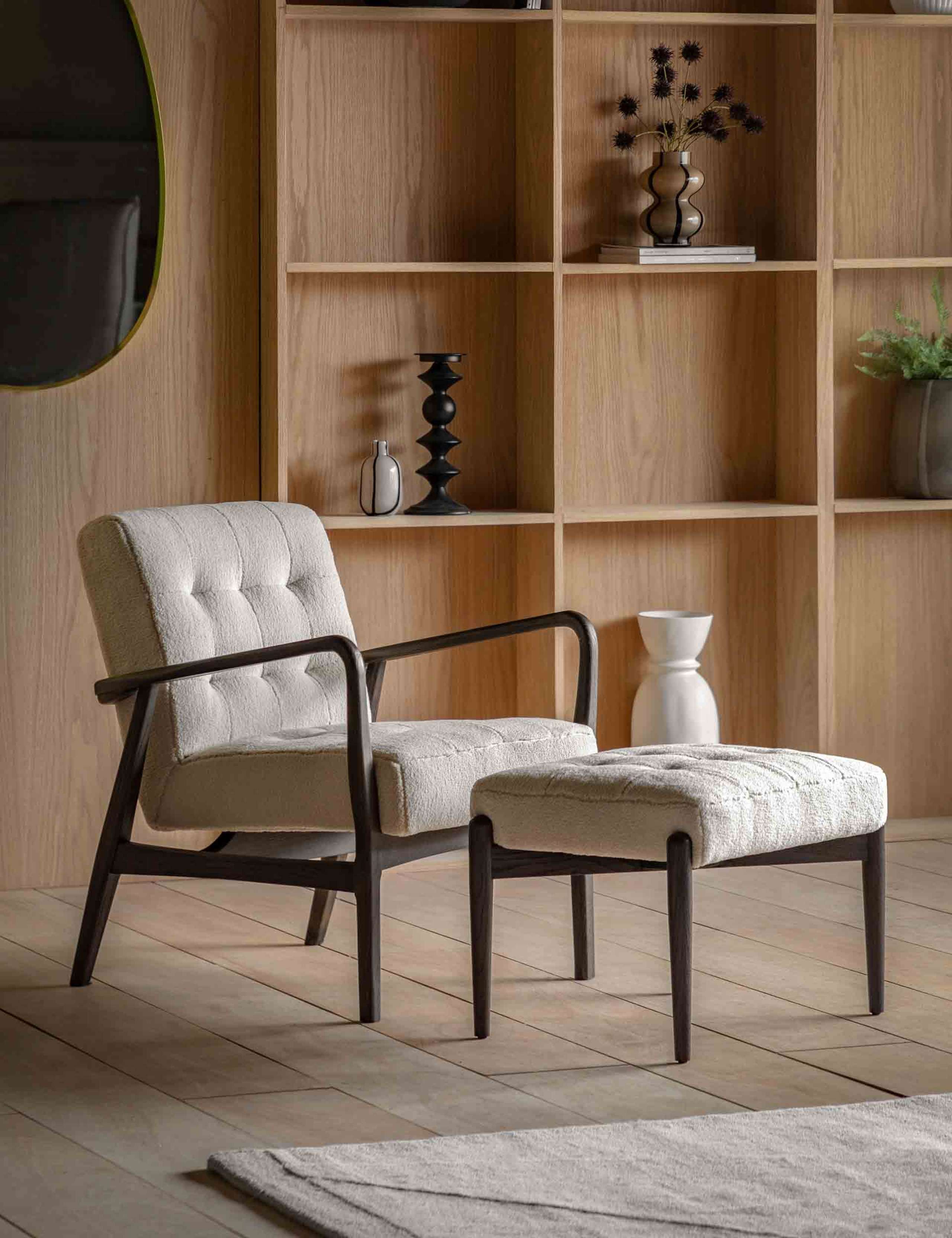Humber Cream Faux Sheepskin Footstool 3 of 9