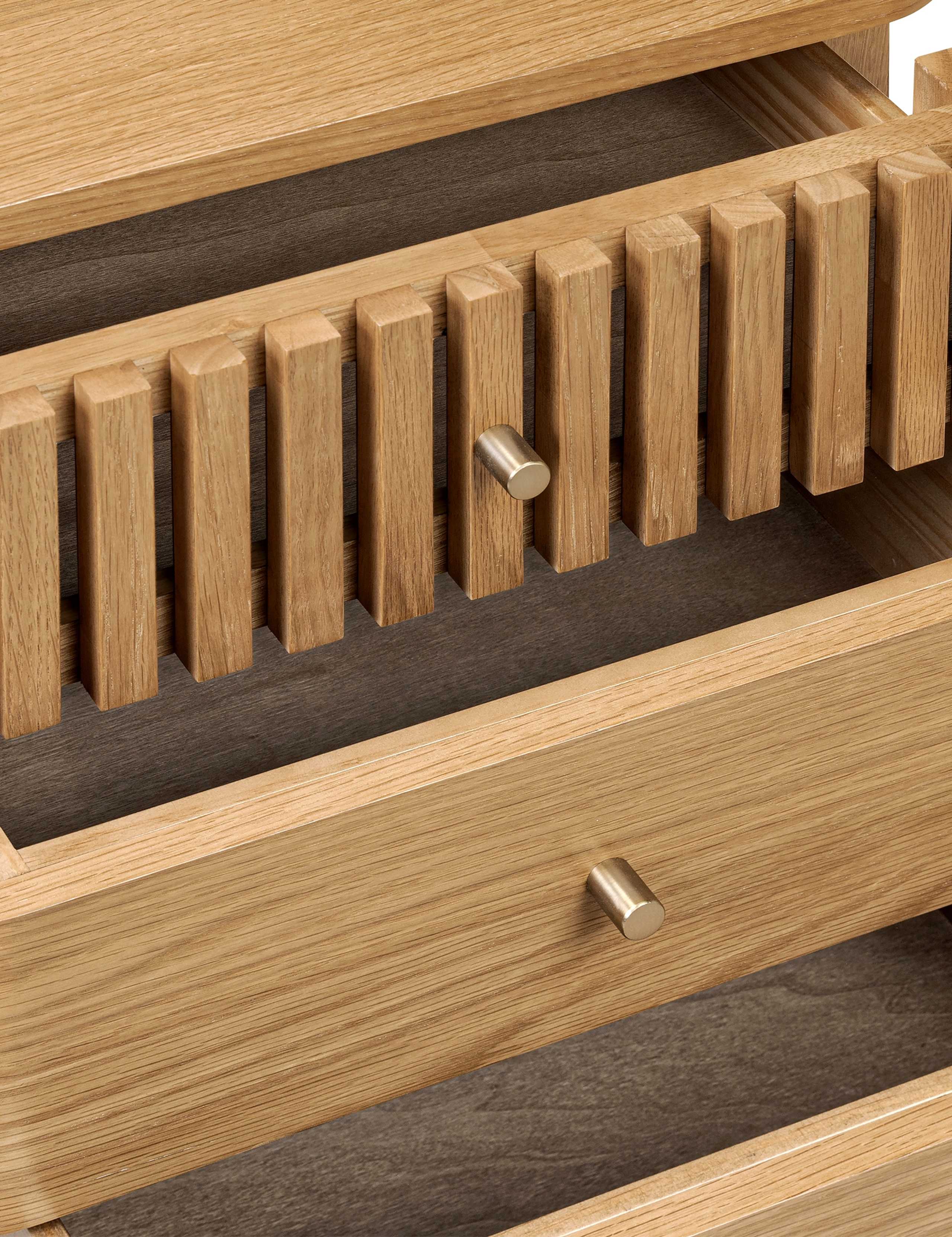 Soho Oak 3 Drawer Bedside Table 3 of 9
