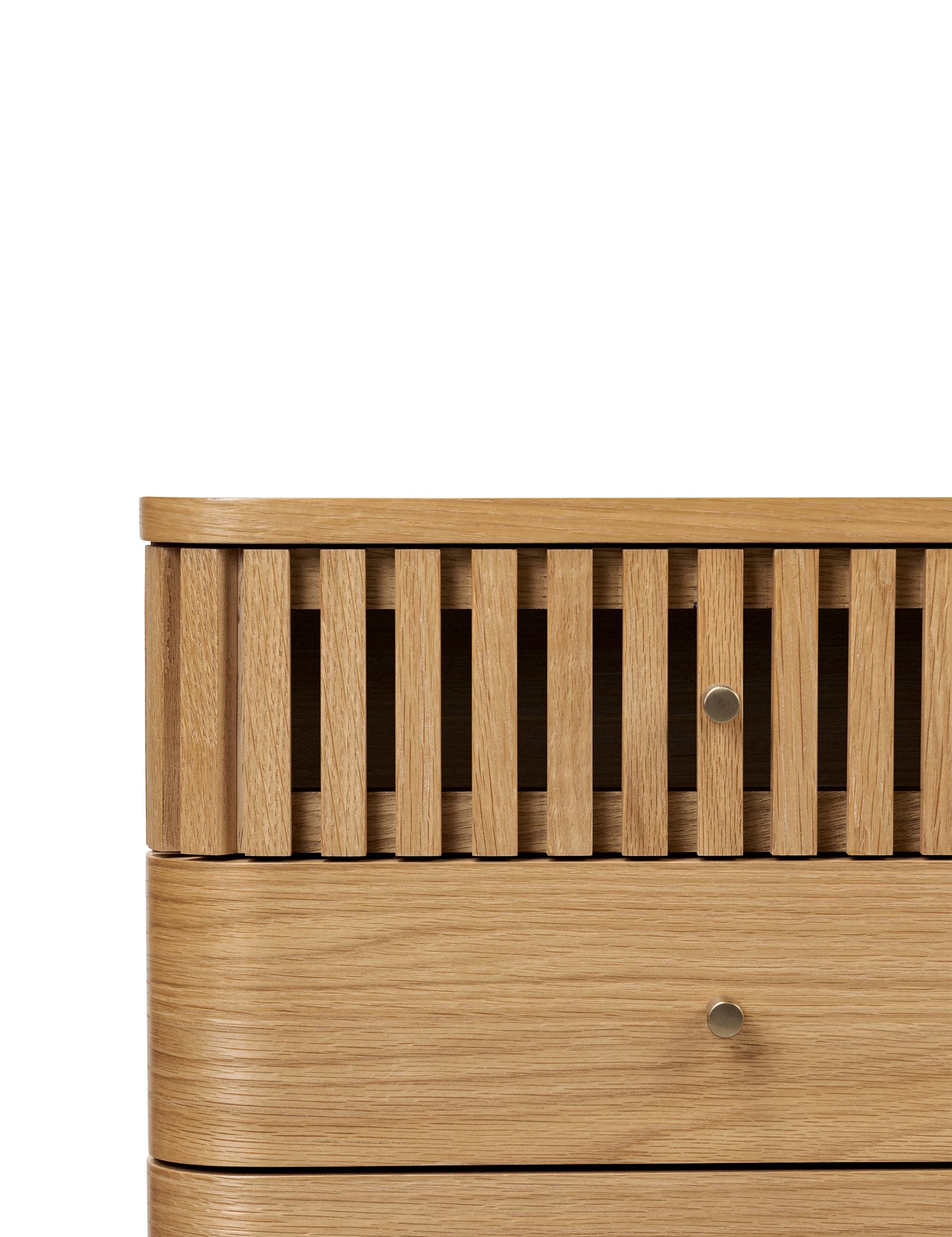 Soho Oak 3 Drawer Bedside Table 4 of 9