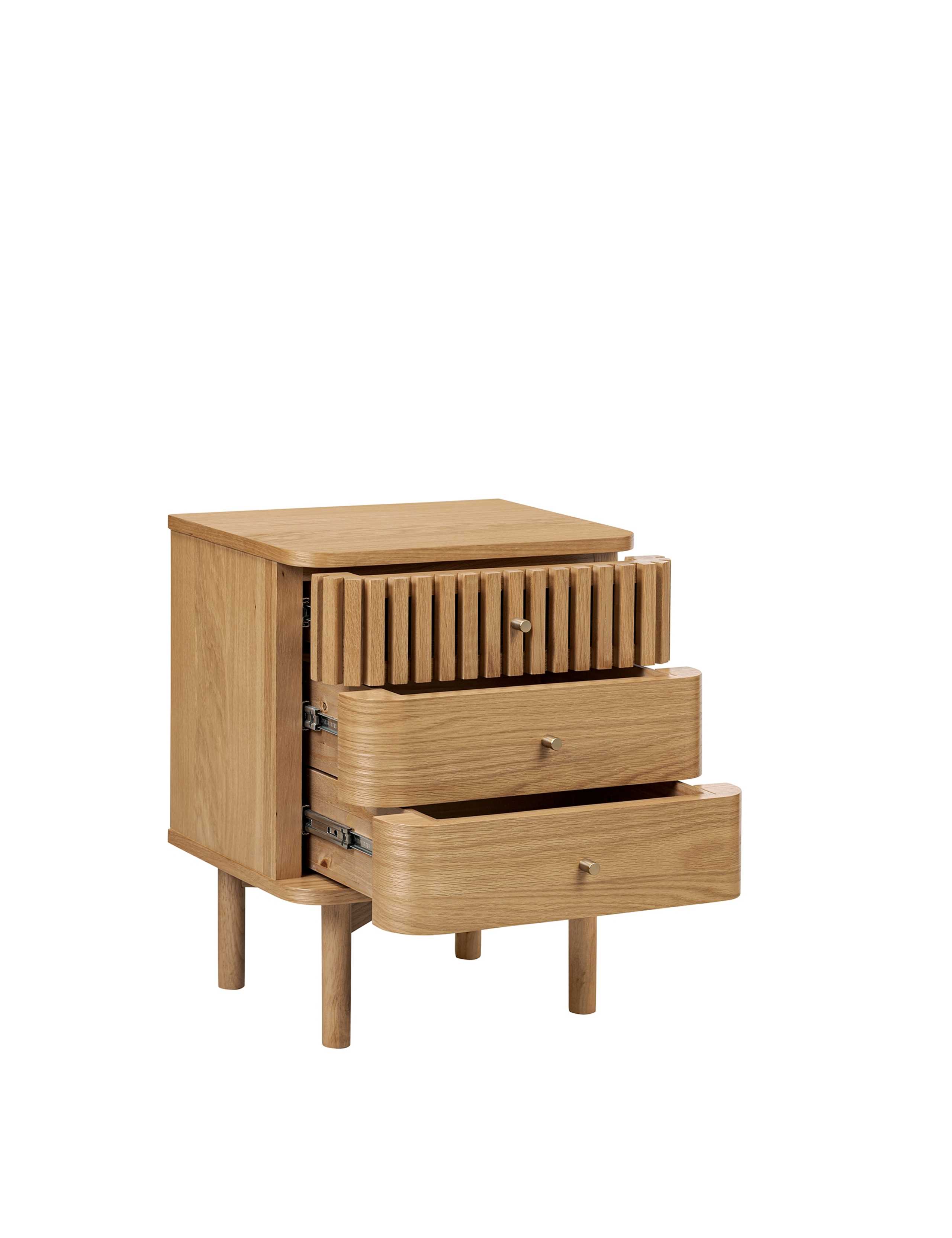 Soho Oak 3 Drawer Bedside Table 5 of 9
