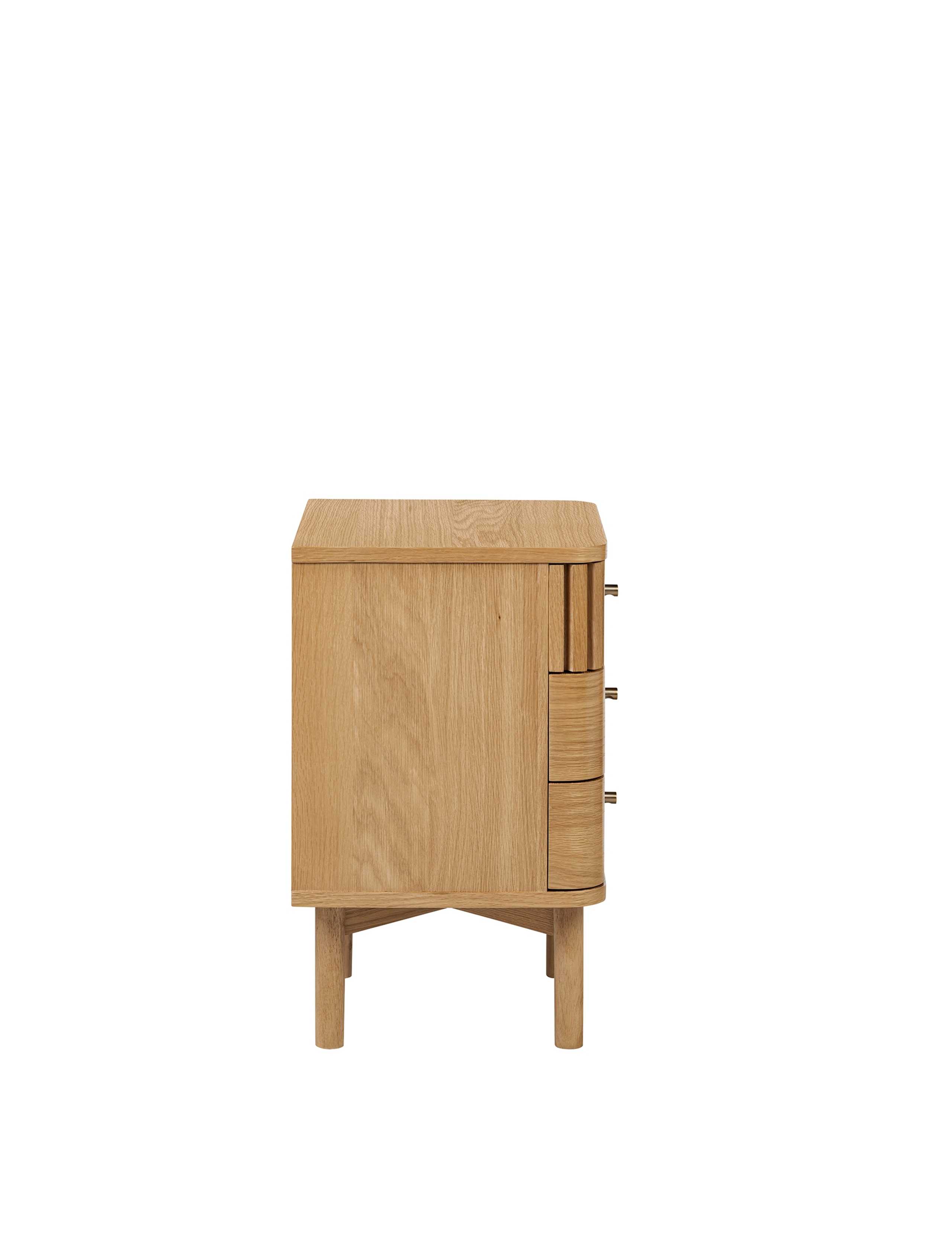 Soho Oak 3 Drawer Bedside Table 7 of 9