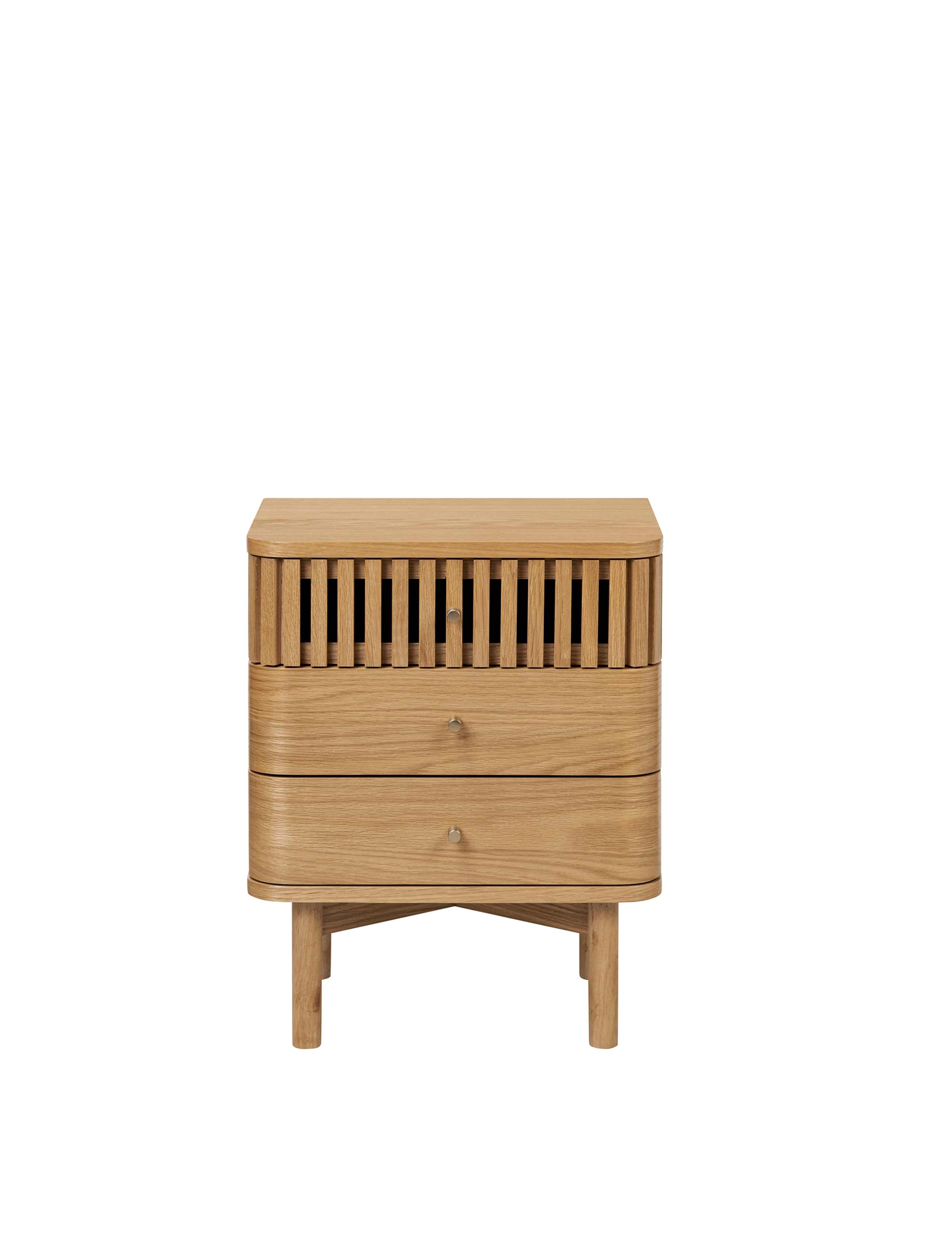 Soho Oak 3 Drawer Bedside Table 2 of 9