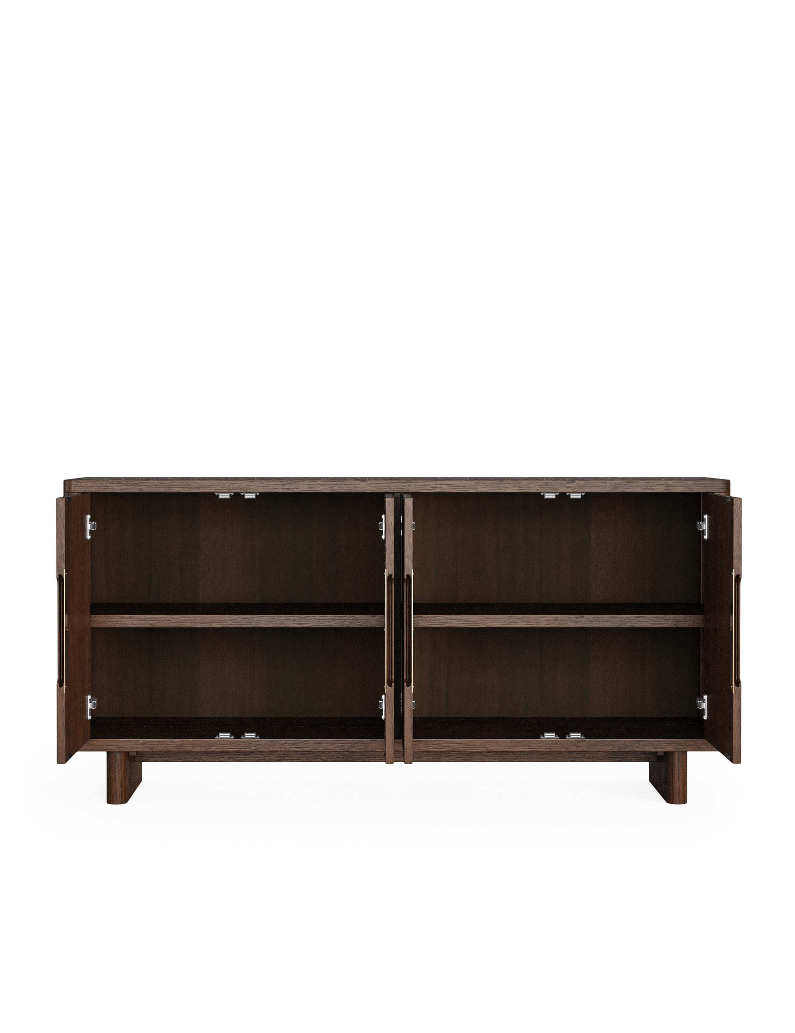 California Oak Walnut Finish Large Sideboard 6 of 9