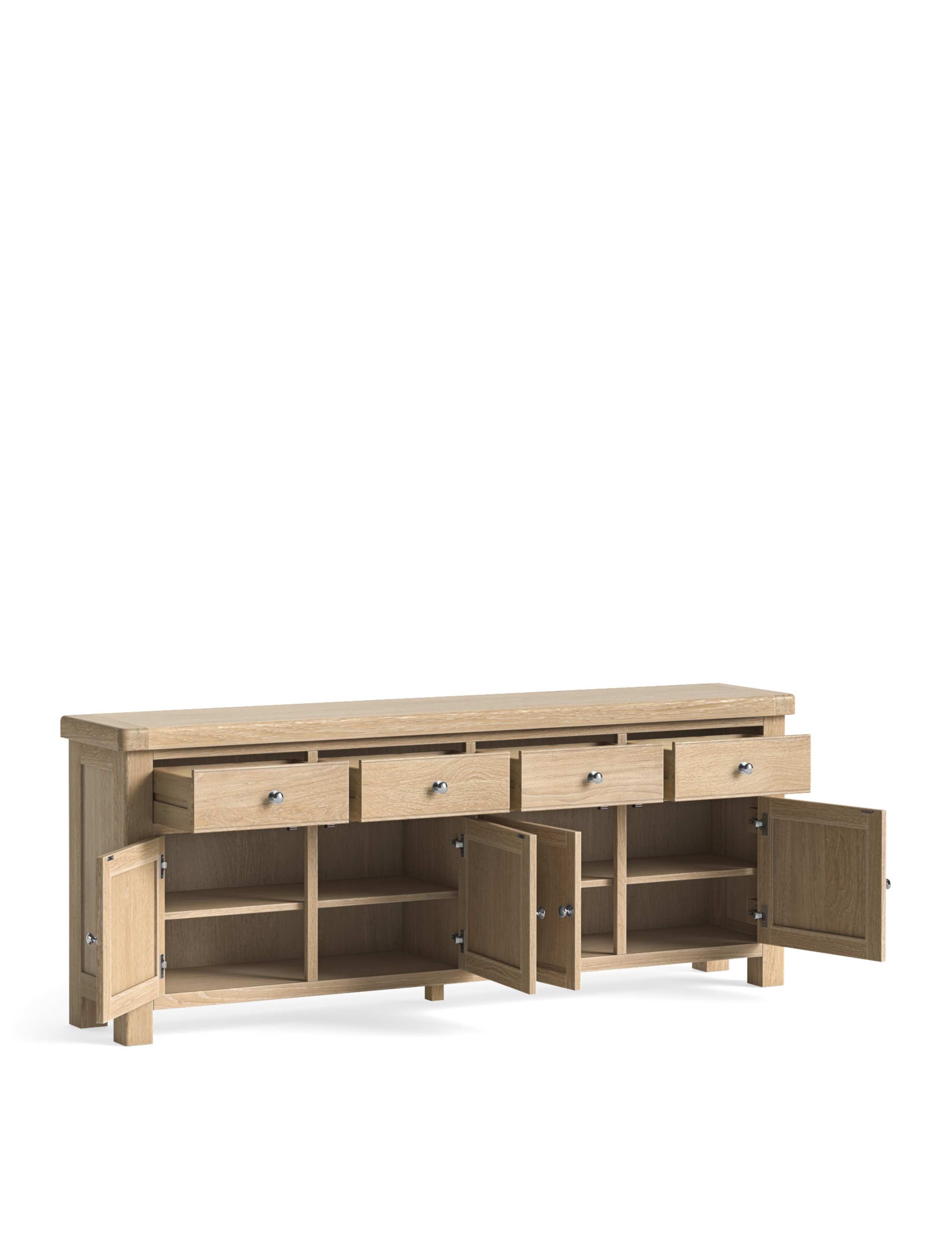 Normandy White Wash Large 4 Door Sideboard 5 of 6