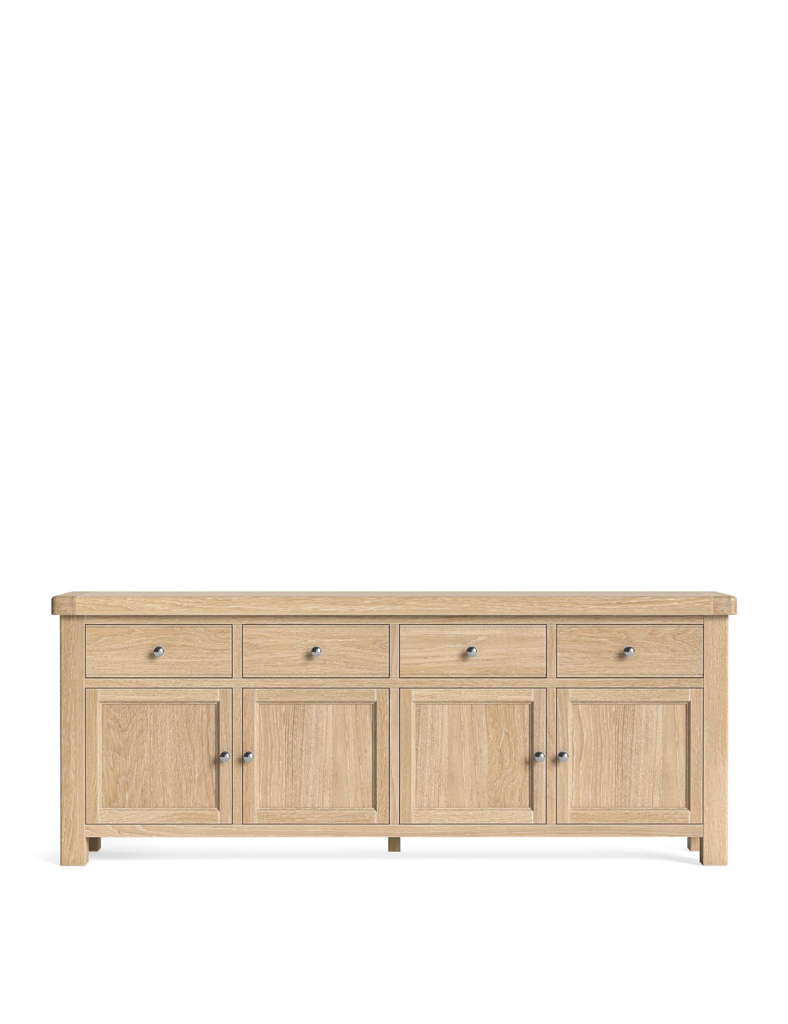 Normandy White Wash Large 4 Door Sideboard 2 of 6