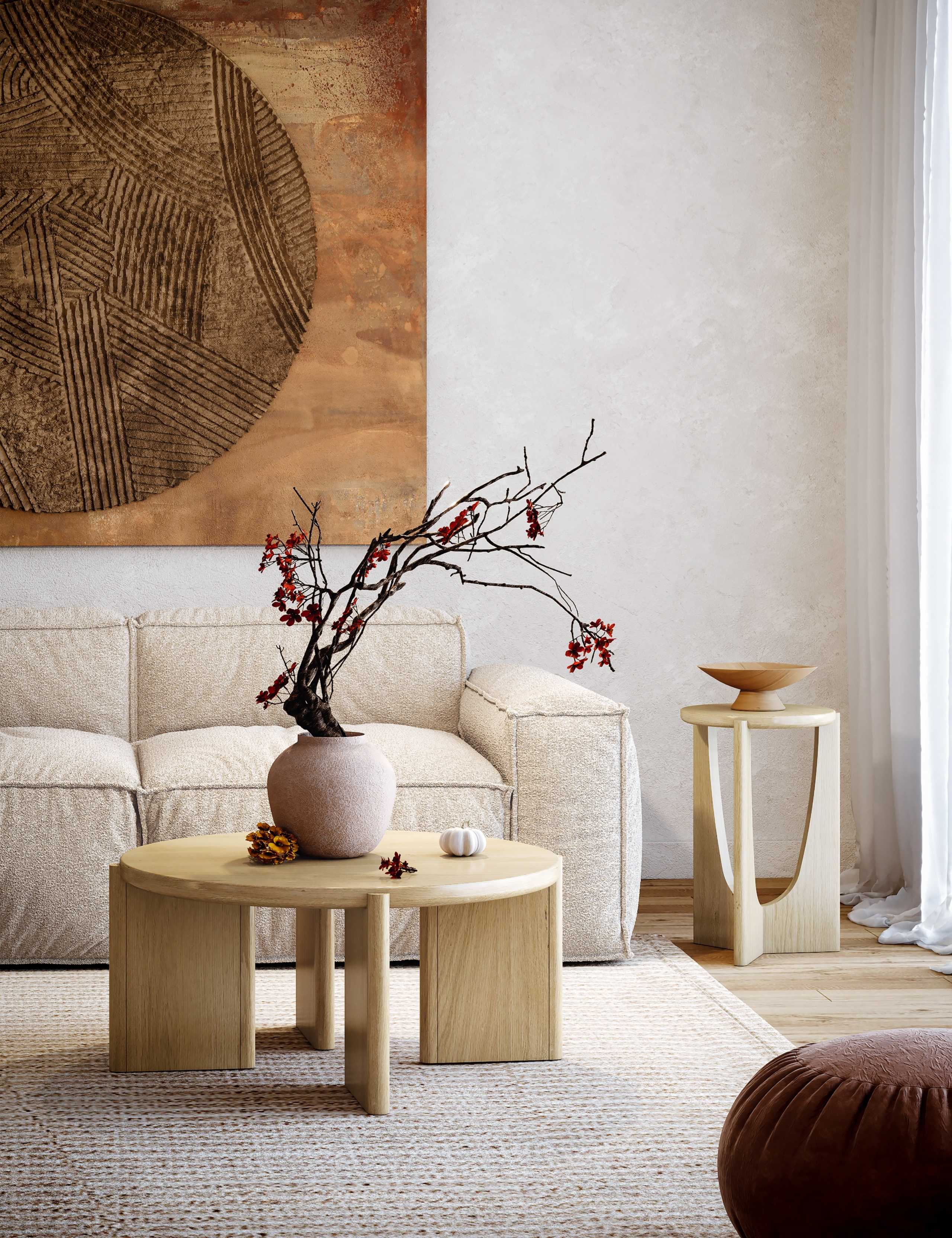 Cara Round Oak Coffee Table 1 of 6