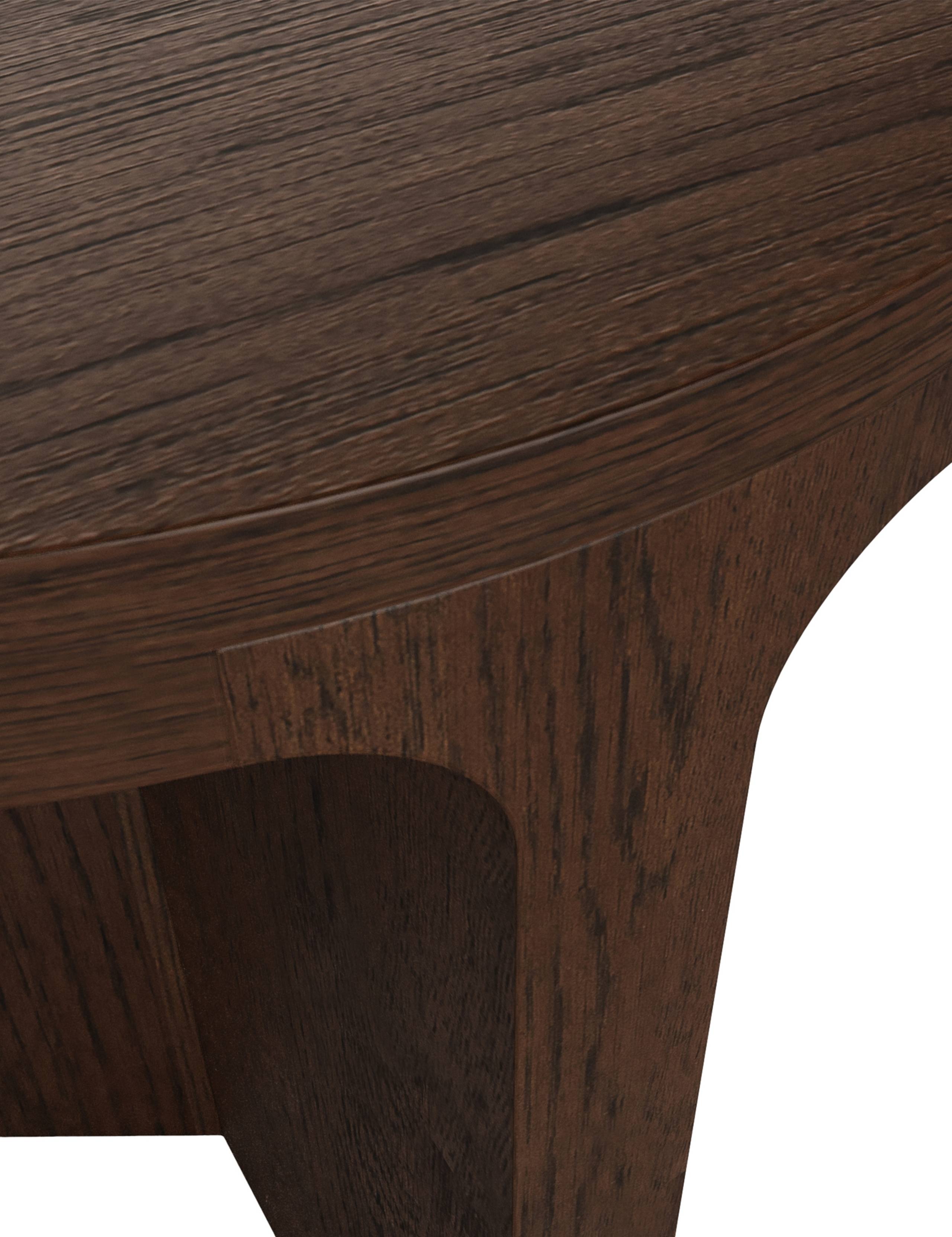 California Oak Walnut Finish Round Side Table 3 of 7
