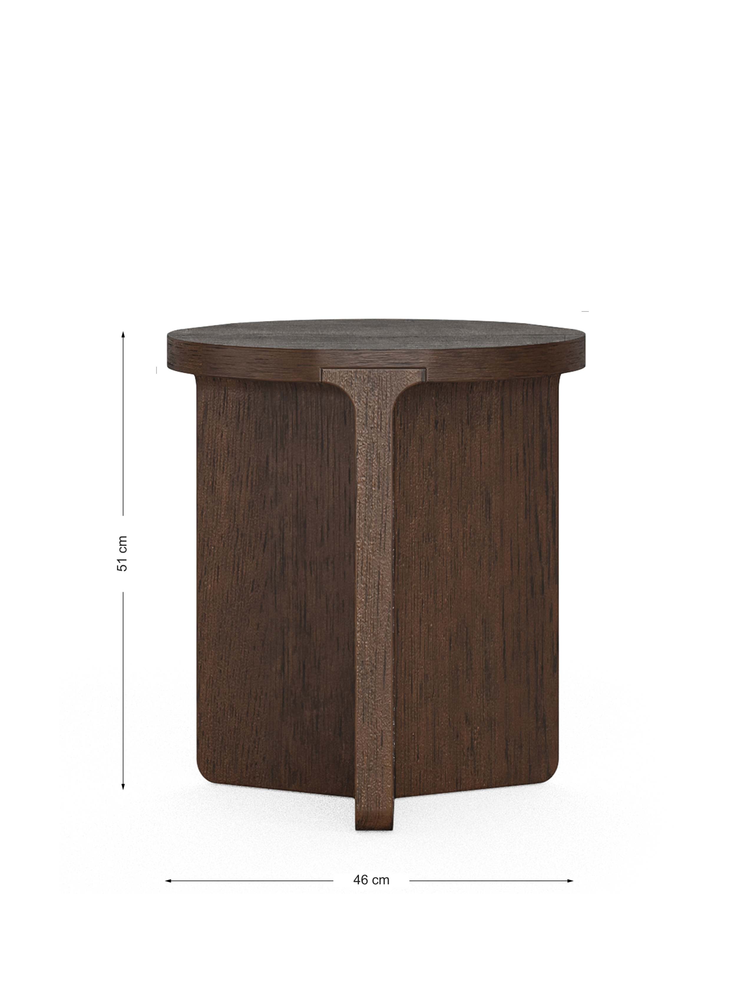 California Oak Walnut Finish Round Side Table 7 of 7
