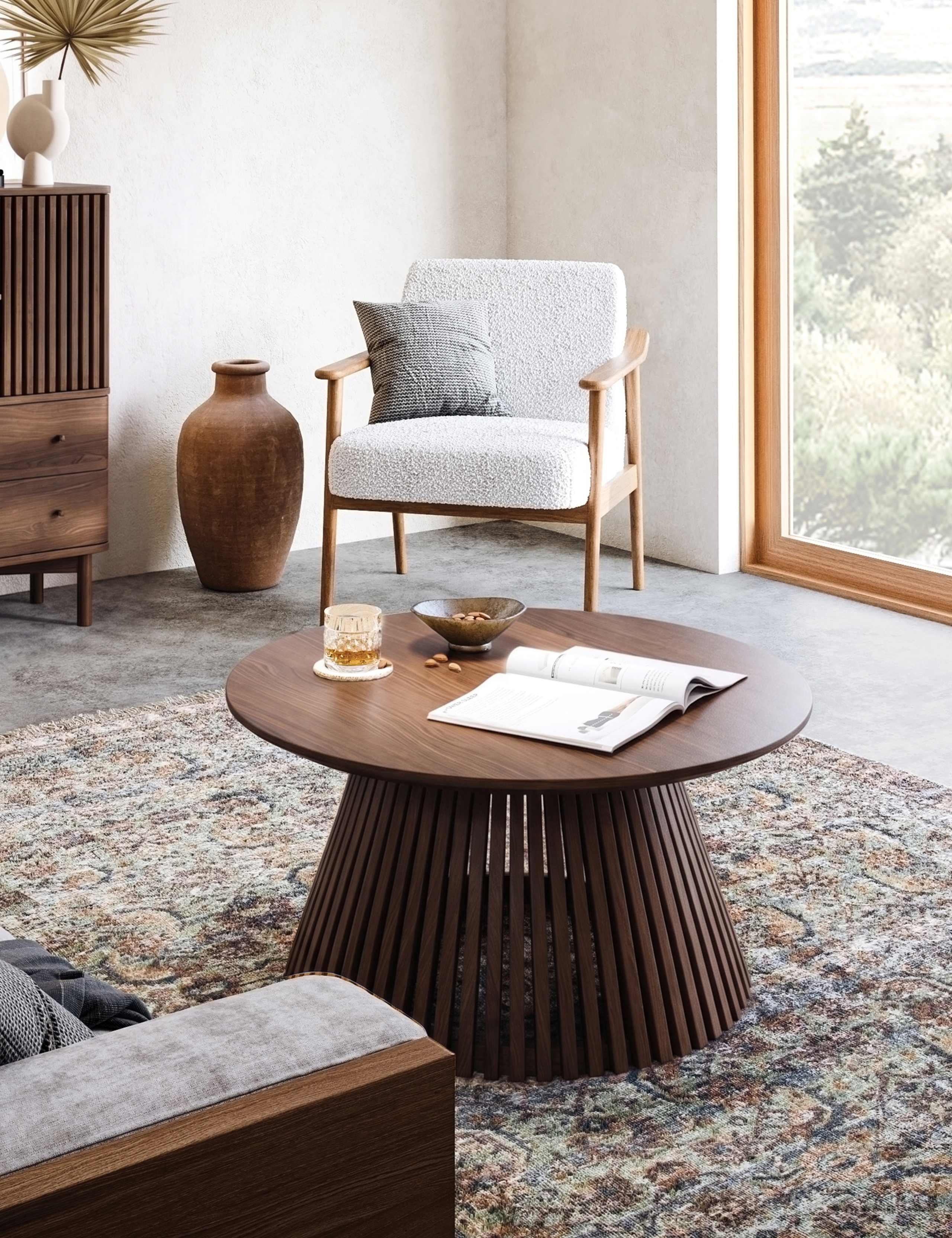 Soho Round Slatted Coffee Table 1 of 7